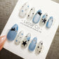 Reusable Icy Blue Orbit Cat Eye | Handmade Press On Gel Acrylic Nails | 4for3 Timed Offer