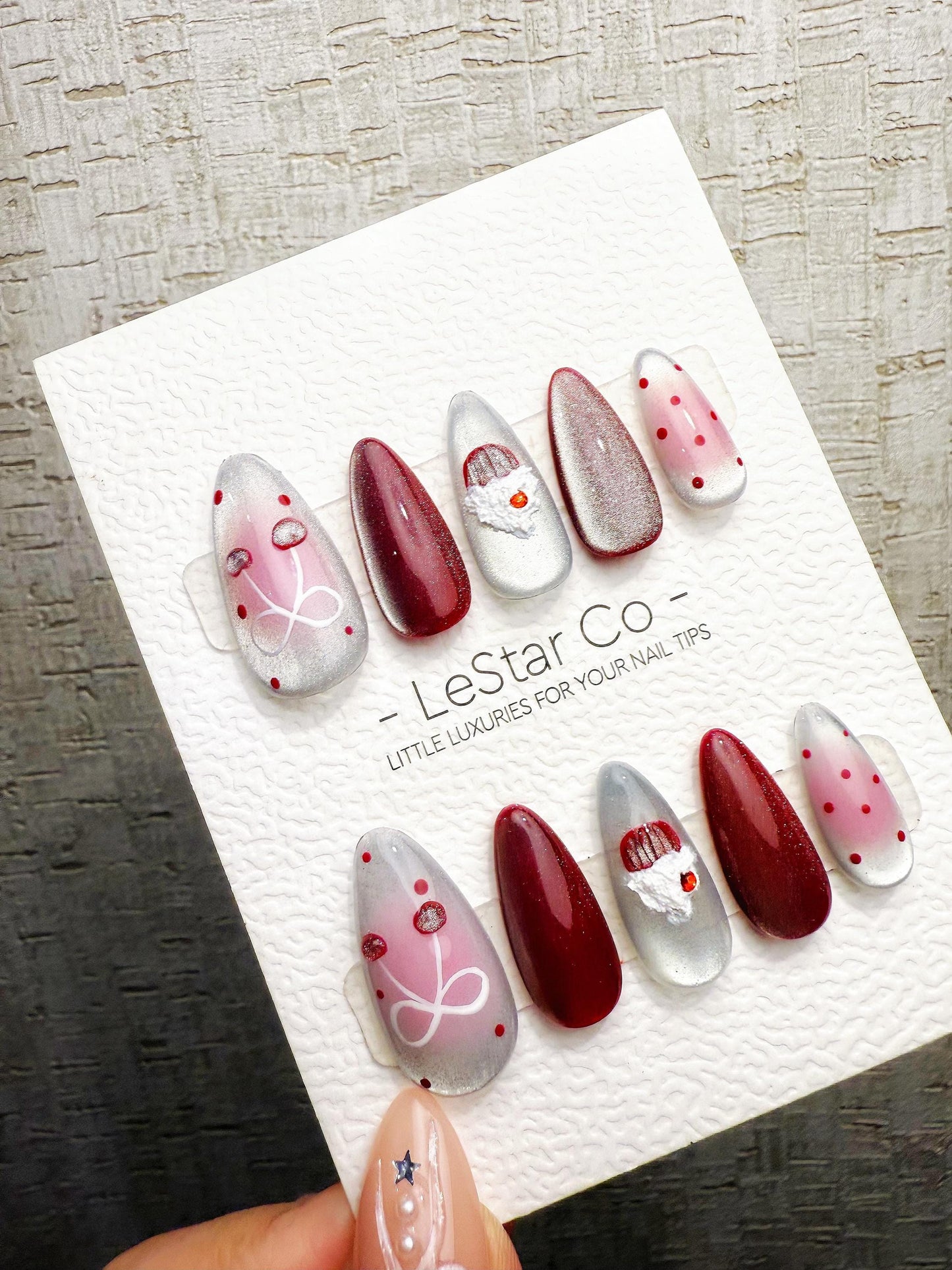 Reusable Velvet Cupcake Cat Eye | Handmade Press On Gel Acrylic Nails | 4for3 Timed Offer