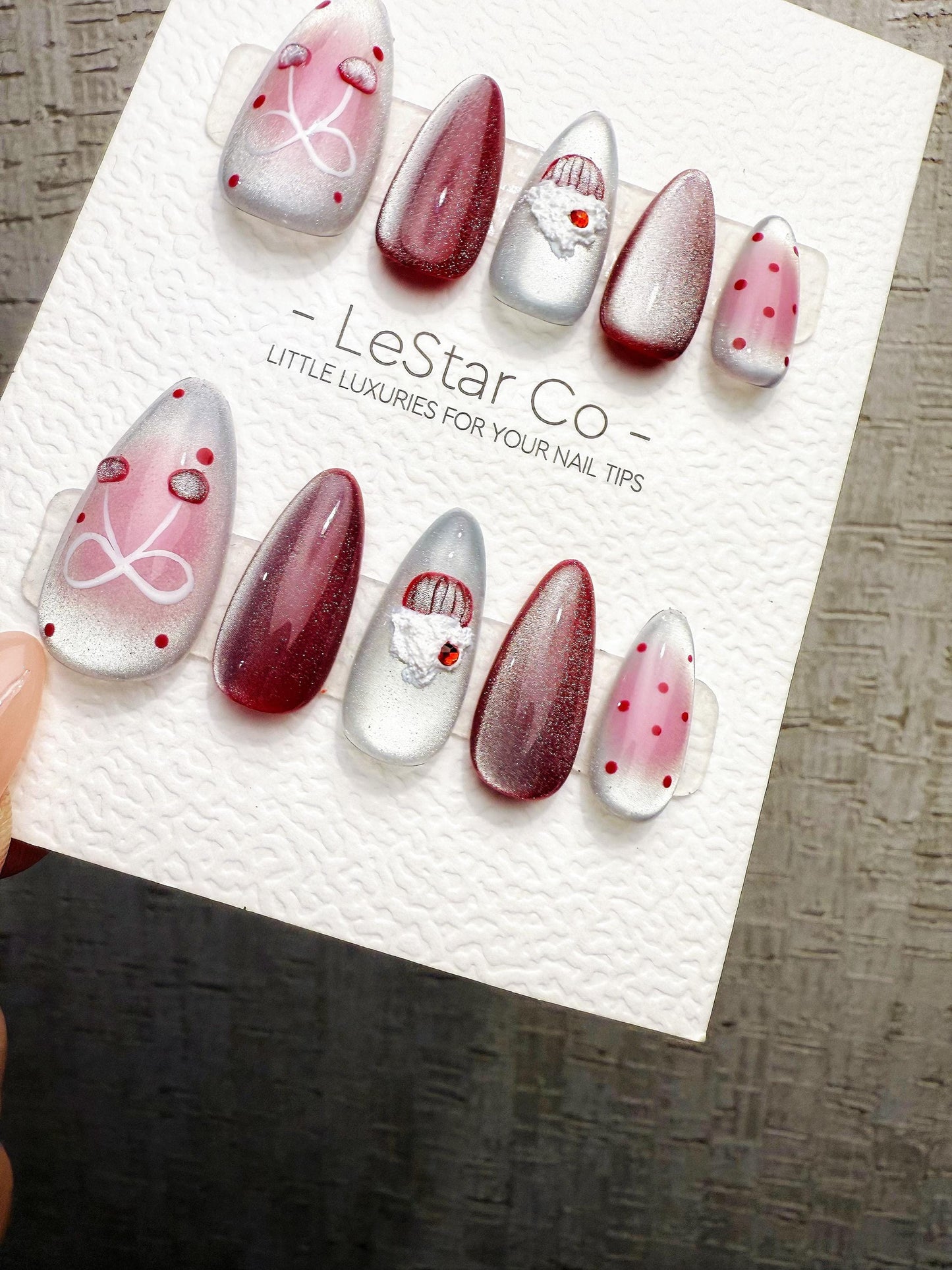 Reusable Velvet Cupcake Cat Eye | Handmade Press On Gel Acrylic Nails | 4for3 Timed Offer