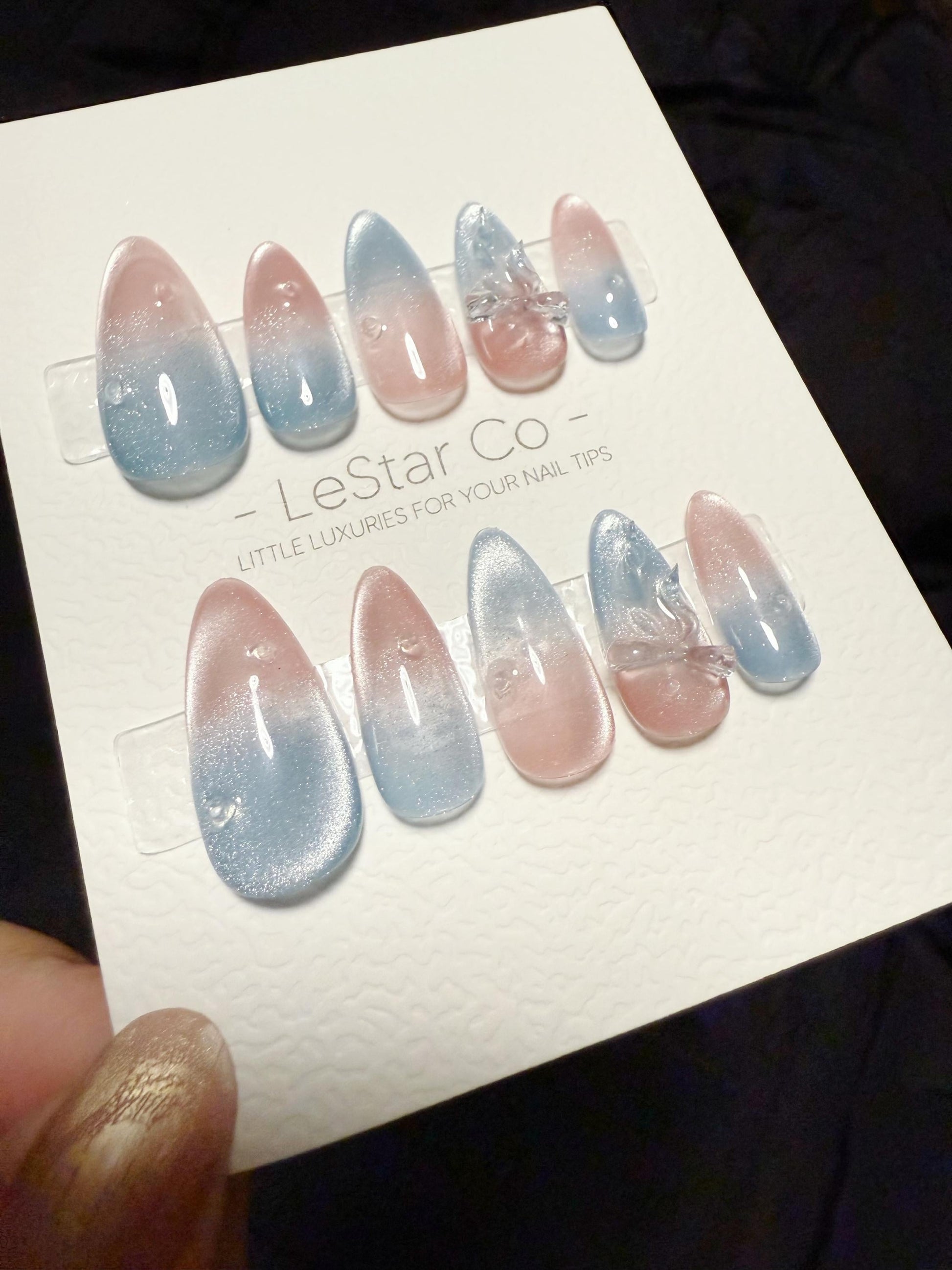 Reusable Cotton Cosmos Cat Eye | Handmade Press On Gel Acrylic Nails | 4for3 Timed Offer