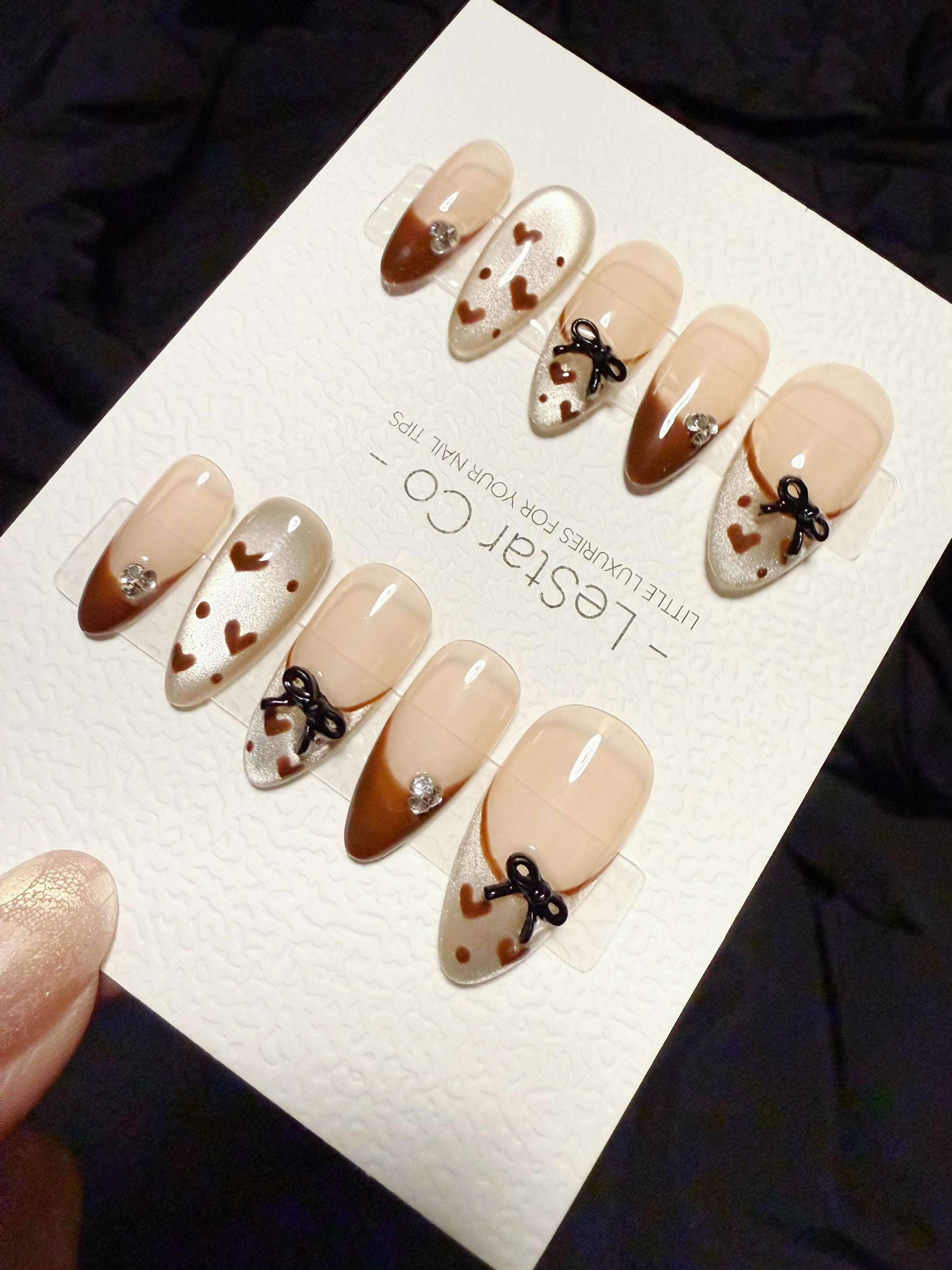 Reusable Brownie Belle | Handmade Press On Gel Acrylic Nails | 4for3 Timed Offer