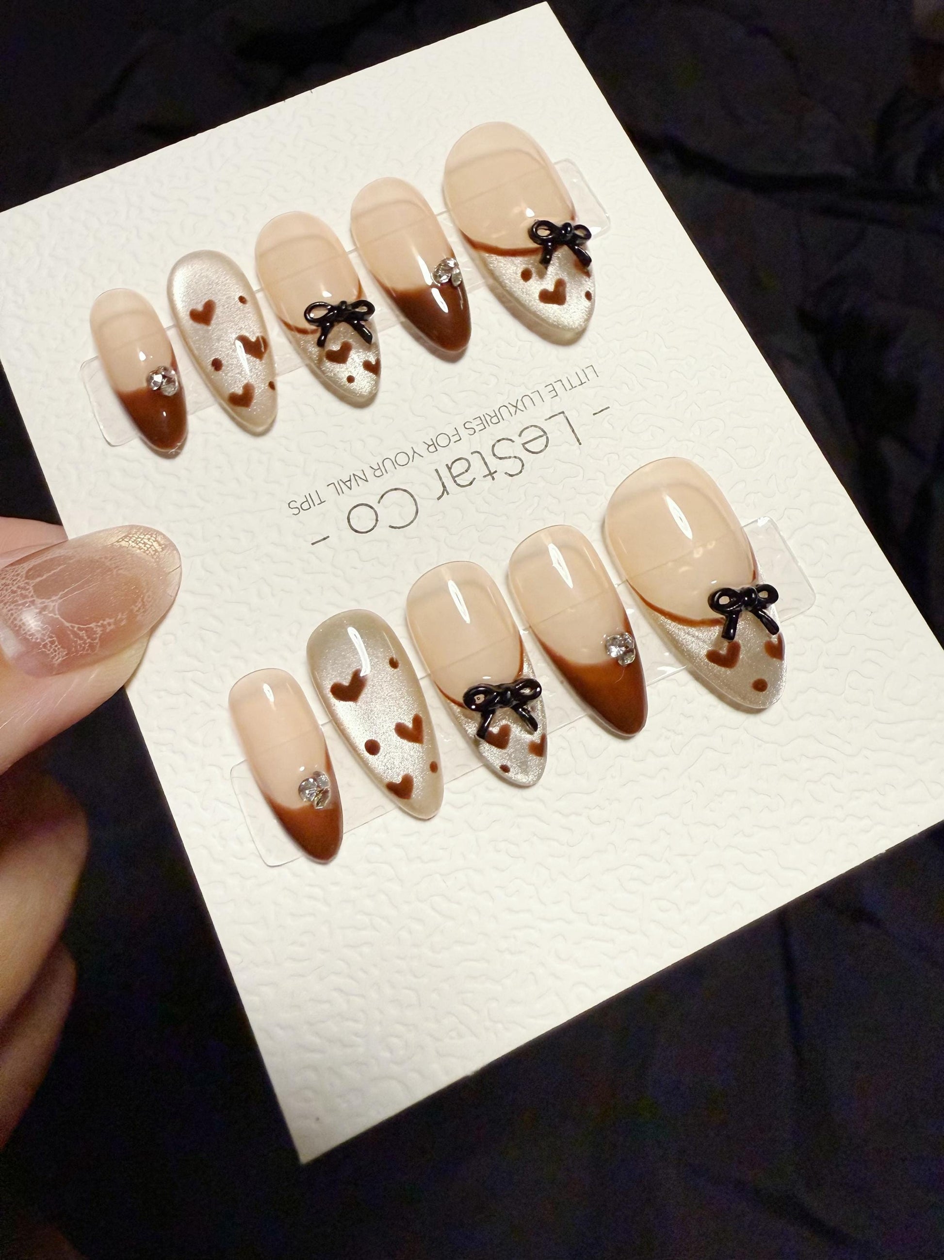 Reusable Brownie Belle | Handmade Press On Gel Acrylic Nails | 4for3 Timed Offer