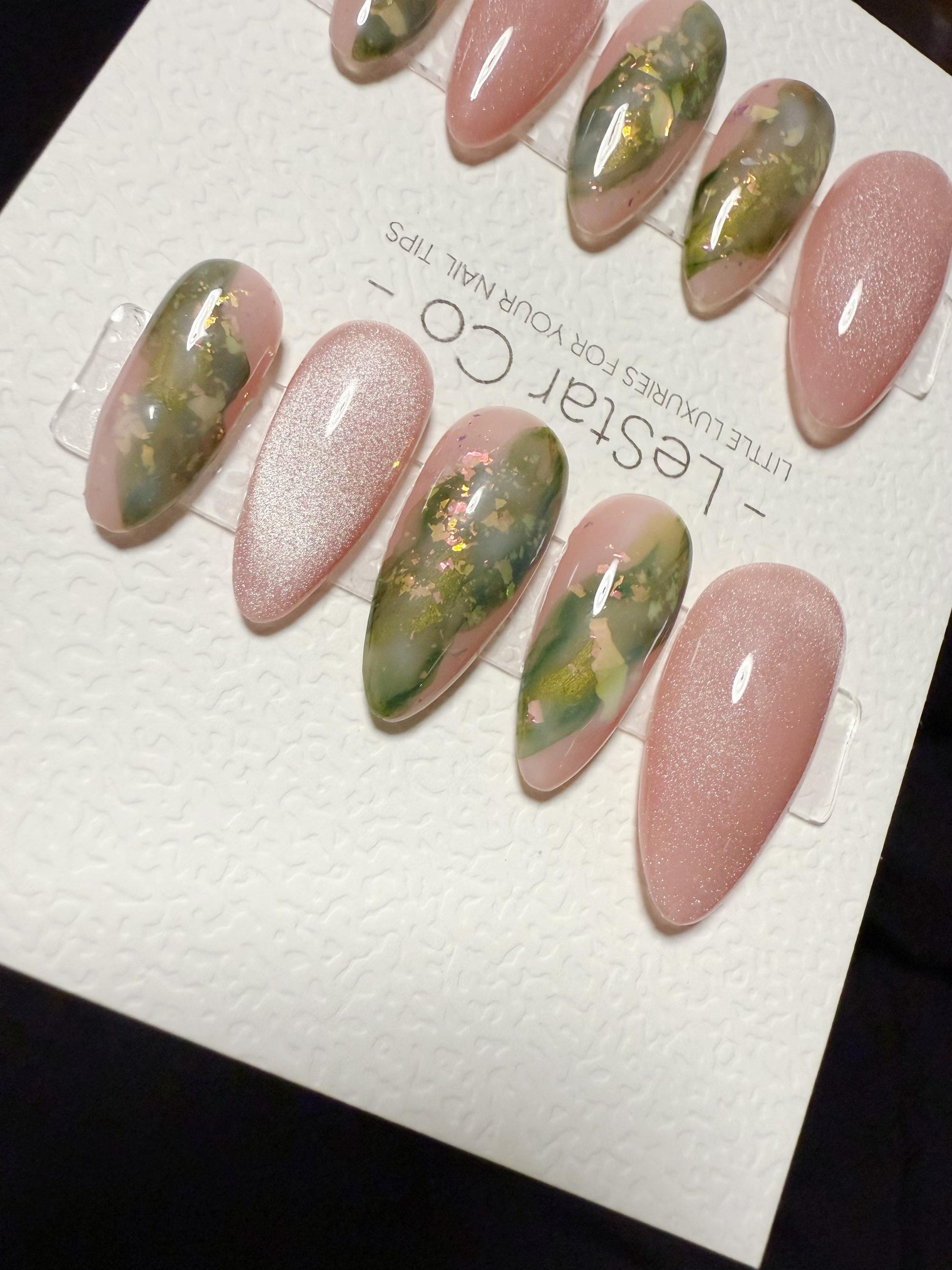 Reusable Blush Meadow Cat Eye | Handmade Press On Gel Acrylic Nails | 4for3 Timed Offer