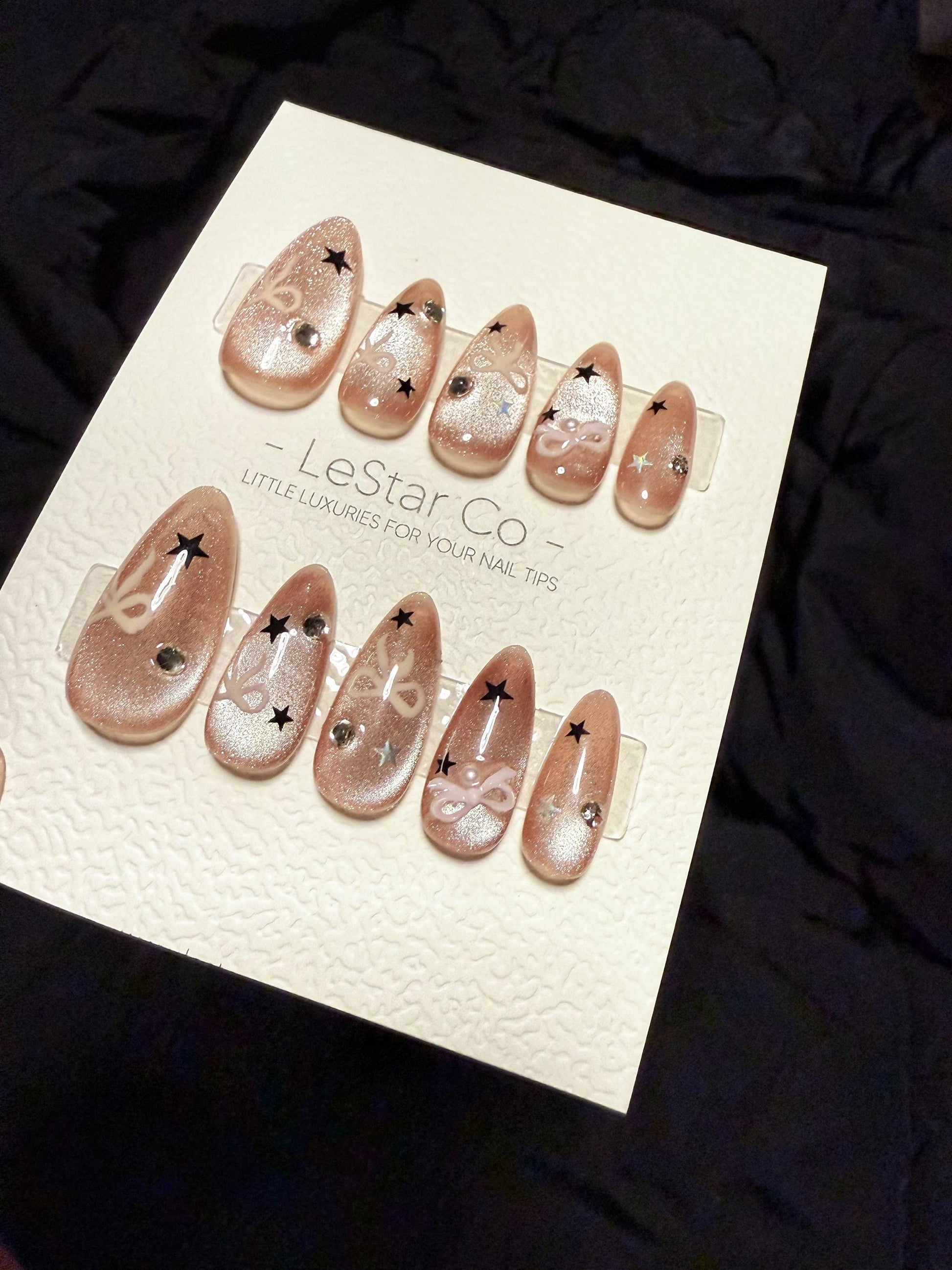 Reusable Starry Pink Wish Cat Eye | Handmade Press On Gel Acrylic Nails | 4for3 Timed Offer