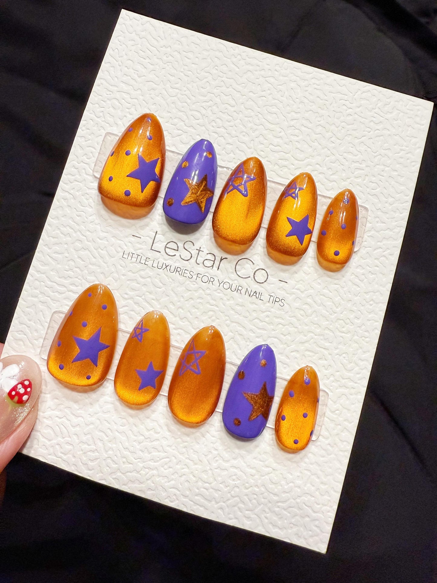 Reusable Pumpkin Stardust | Handmade Press On Gel Acrylic Nails | 4for3 Timed Offer