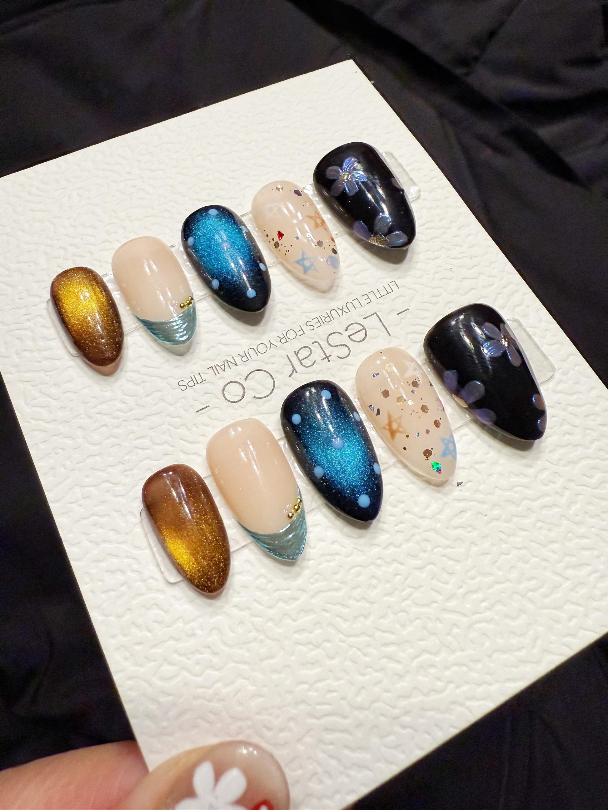 Reusable Galaxy Waltz | Handmade Press On Gel Acrylic Nails | 4for3 Timed Offer