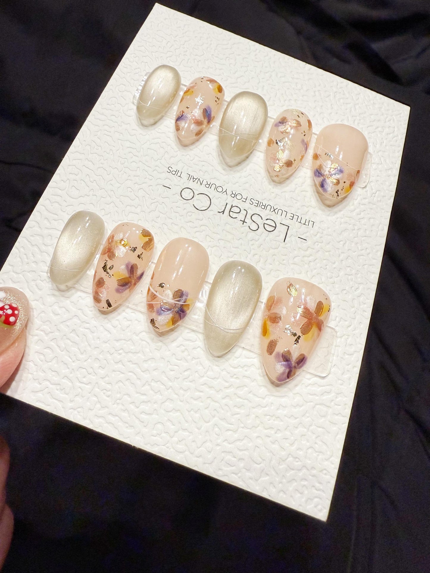 Reusable Crystal Flora | Handmade Press On Gel Acrylic Nails | 4for3 Timed Offer