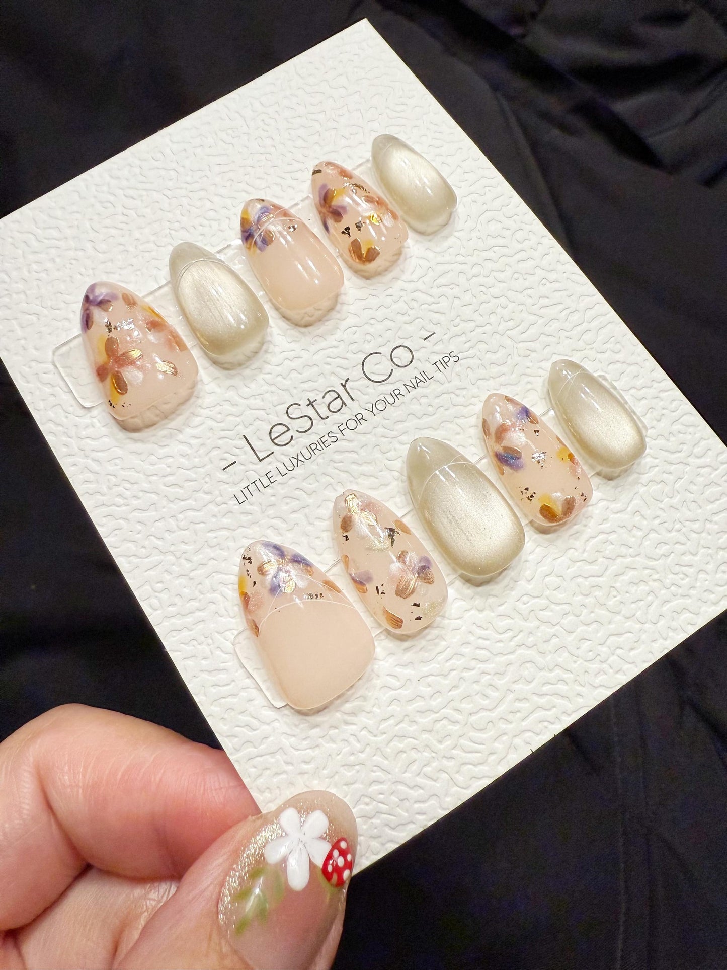 Reusable Crystal Flora | Handmade Press On Gel Acrylic Nails | 4for3 Timed Offer