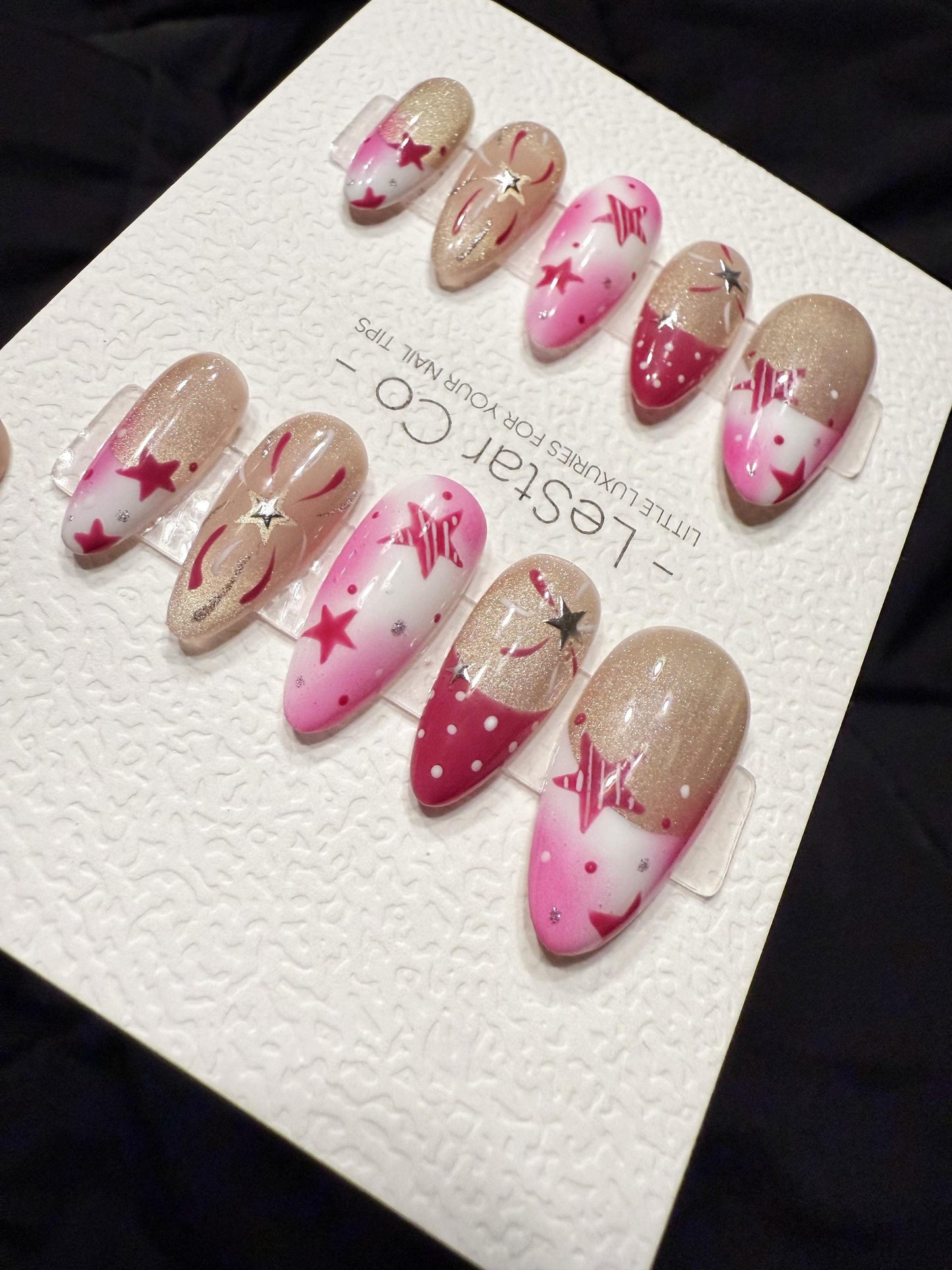 Reusable Blush Supernova Cat Eye | Handmade Press On Gel Acrylic Nails | 4for3 Timed Offer