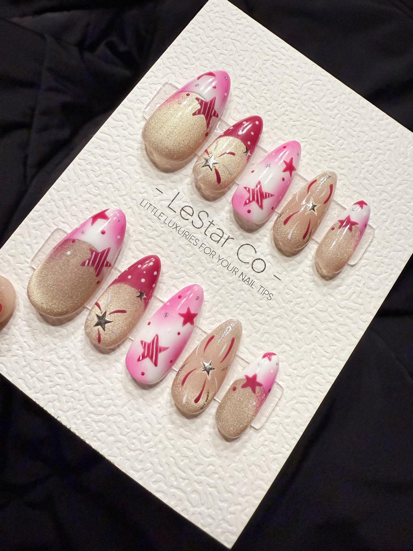 Reusable Blush Supernova Cat Eye | Handmade Press On Gel Acrylic Nails | 4for3 Timed Offer