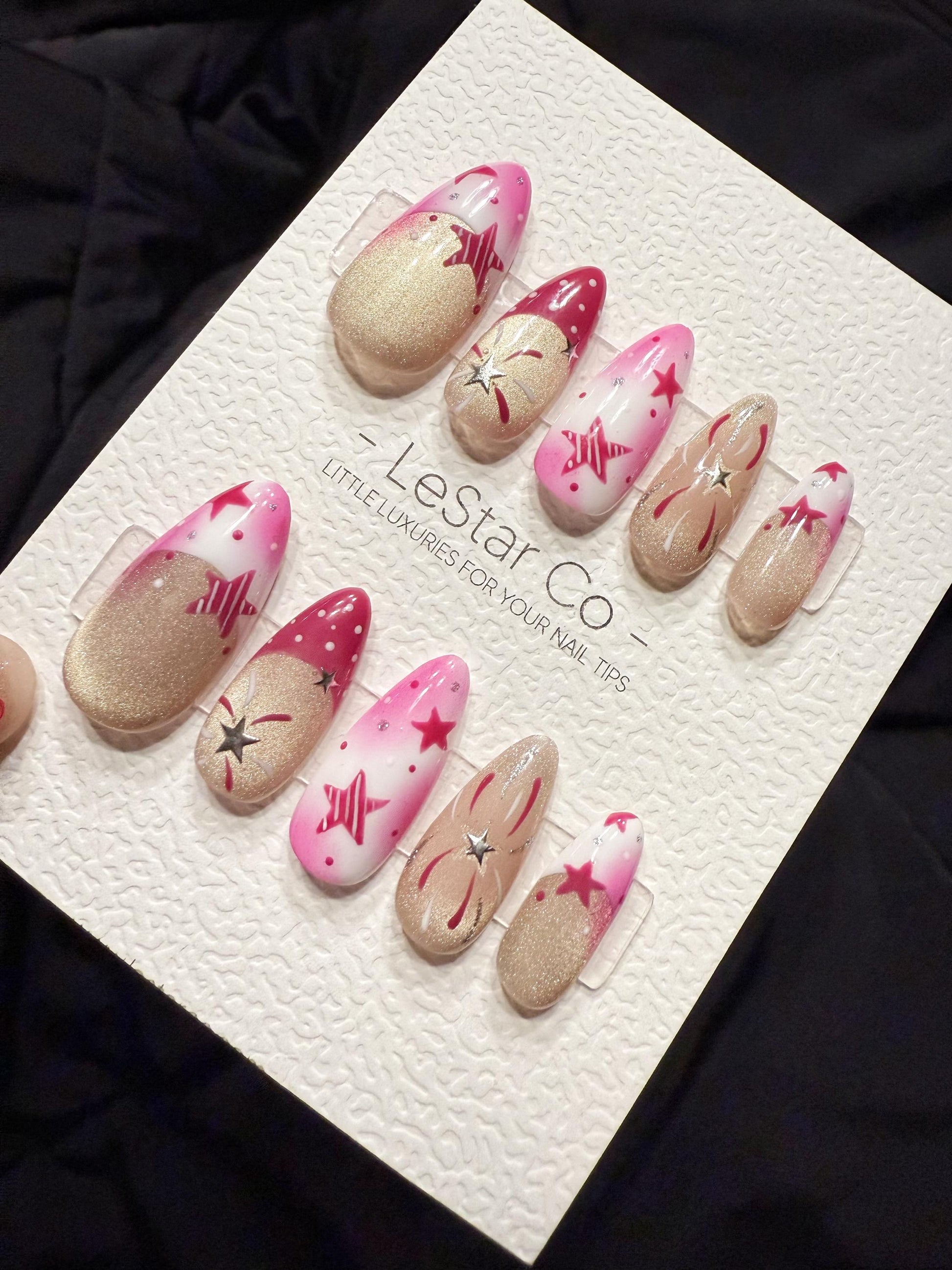 Reusable Blush Supernova Cat Eye | Handmade Press On Gel Acrylic Nails | 4for3 Timed Offer