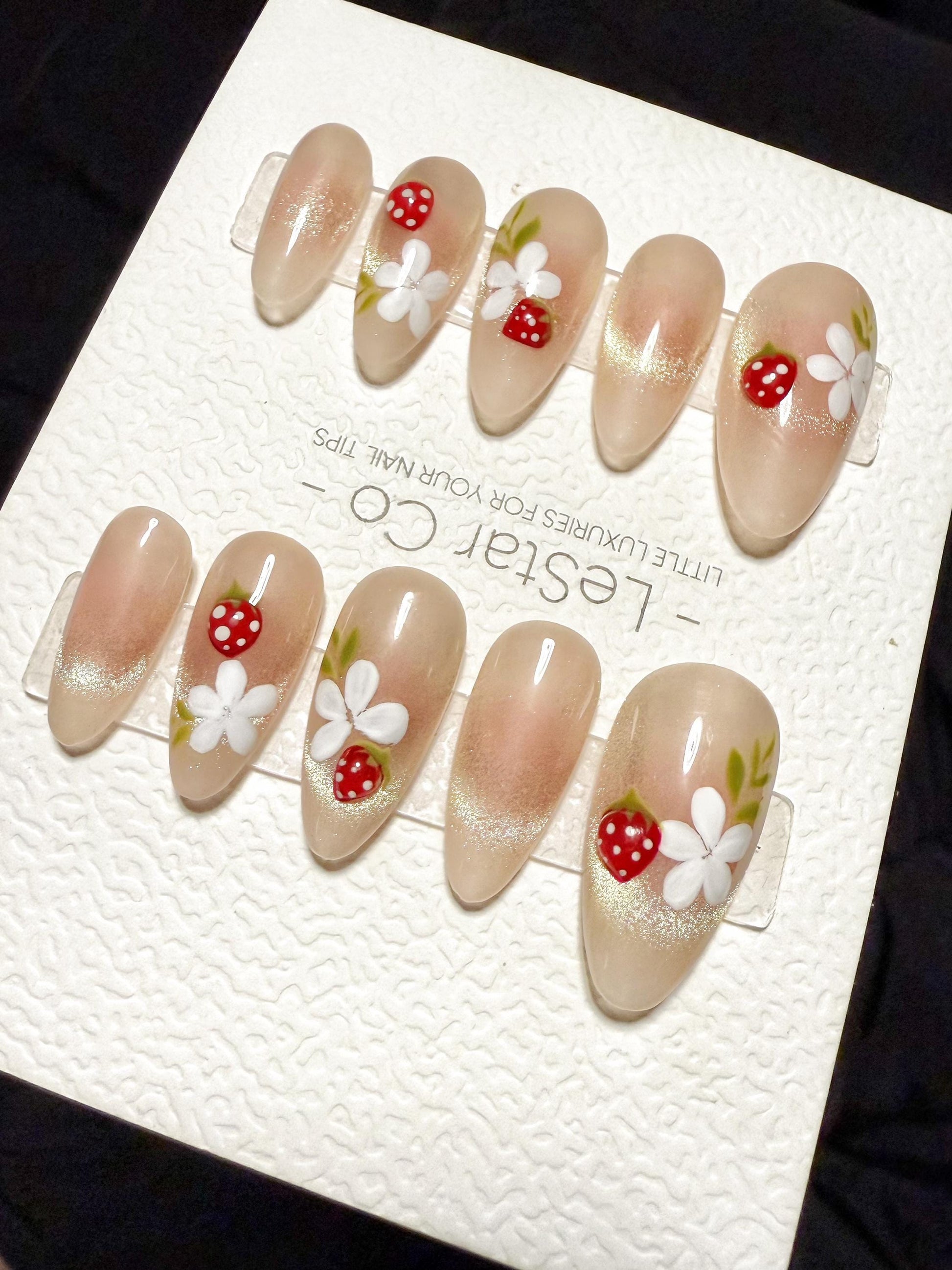 Reusable Berry Petal Cat Eye | Handmade Press On Gel Acrylic Nails | 4for3 Timed Offer