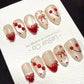 Reusable Berry Sweetheart Cat Eye| Handmade Press On Gel Acrylic Nails | 4for3 Timed Offer
