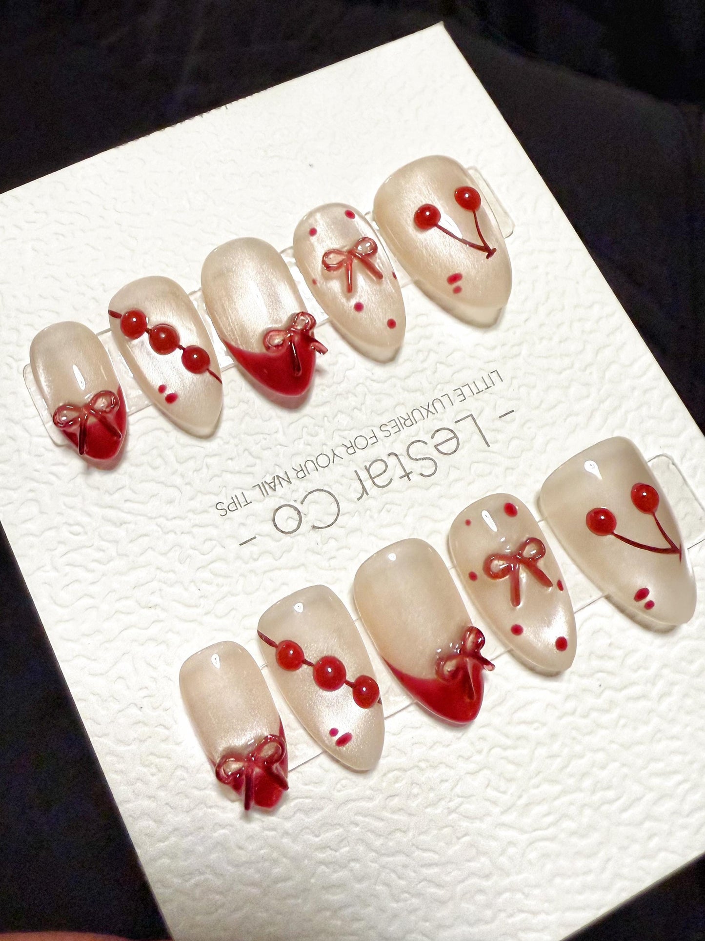 Reusable Berry Sweetheart Cat Eye| Handmade Press On Gel Acrylic Nails | 4for3 Timed Offer