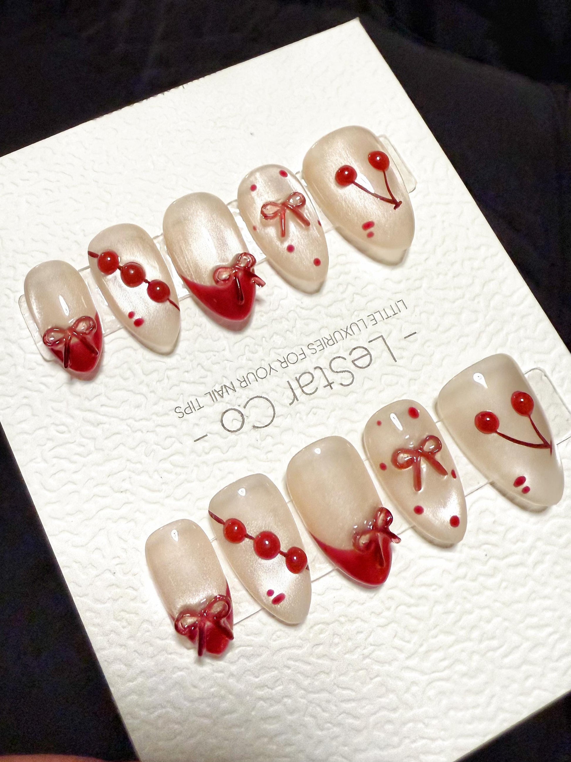 Reusable Berry Sweetheart Cat Eye| Handmade Press On Gel Acrylic Nails | 4for3 Timed Offer