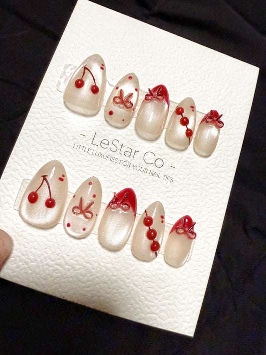 Reusable Berry Sweetheart Cat Eye| Handmade Press On Gel Acrylic Nails | 4for3 Timed Offer