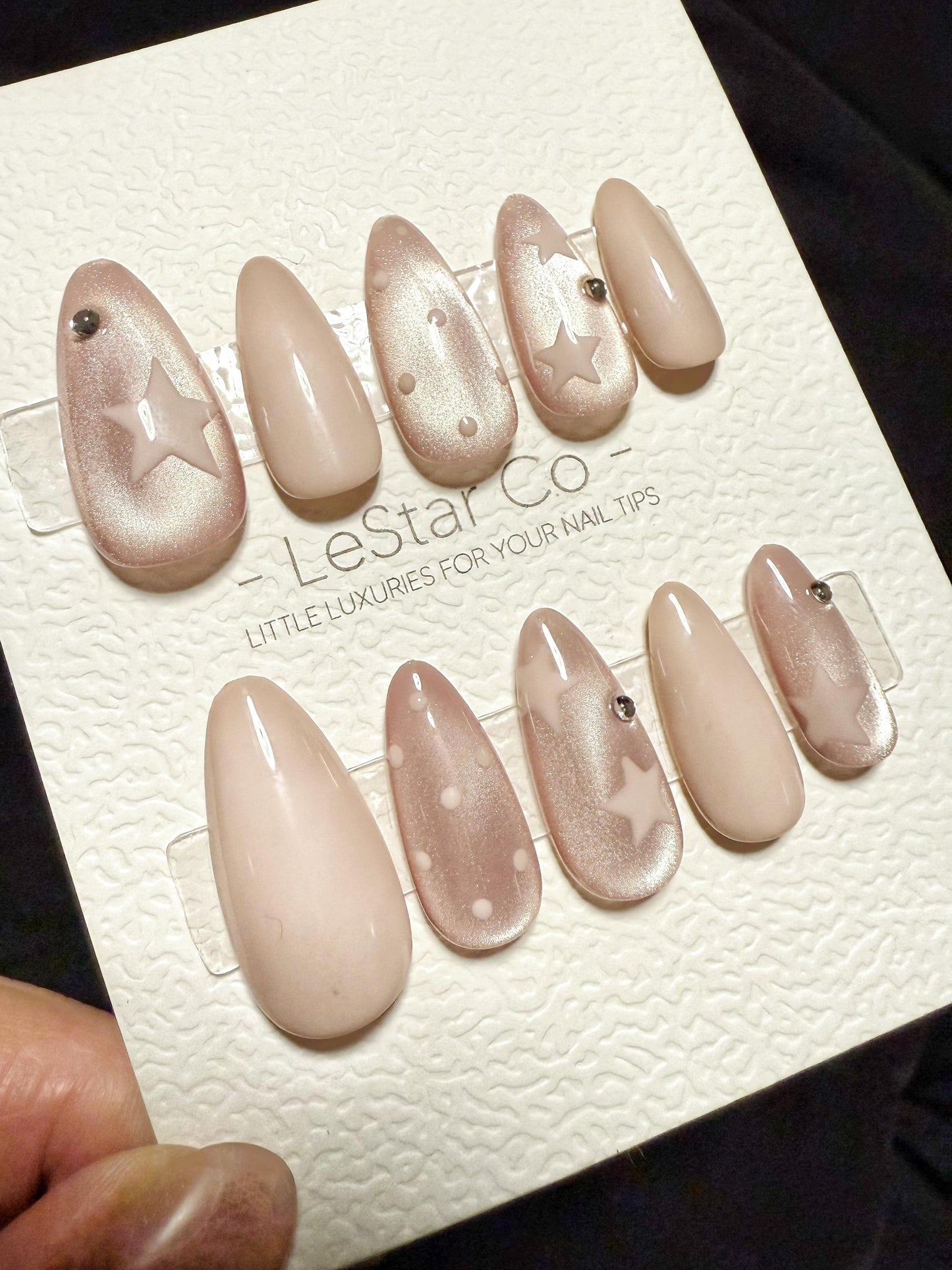 Reusable Moon Dust Veil Cat Eye| Handmade Press On Gel Acrylic Nails | 4for3 Timed Offer