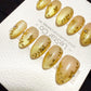 Reusable Golden Petal Veil Cat Eye| Handmade Press On Gel Acrylic Nails | 4for3 Timed Offer