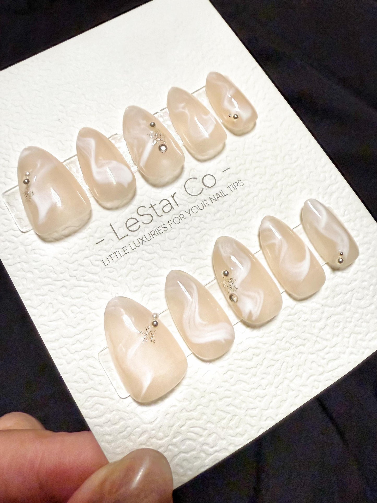 Reusable Cream Veil | Handmade Press On Gel Acrylic Nails ML 287 | 4for3 Timed Offer