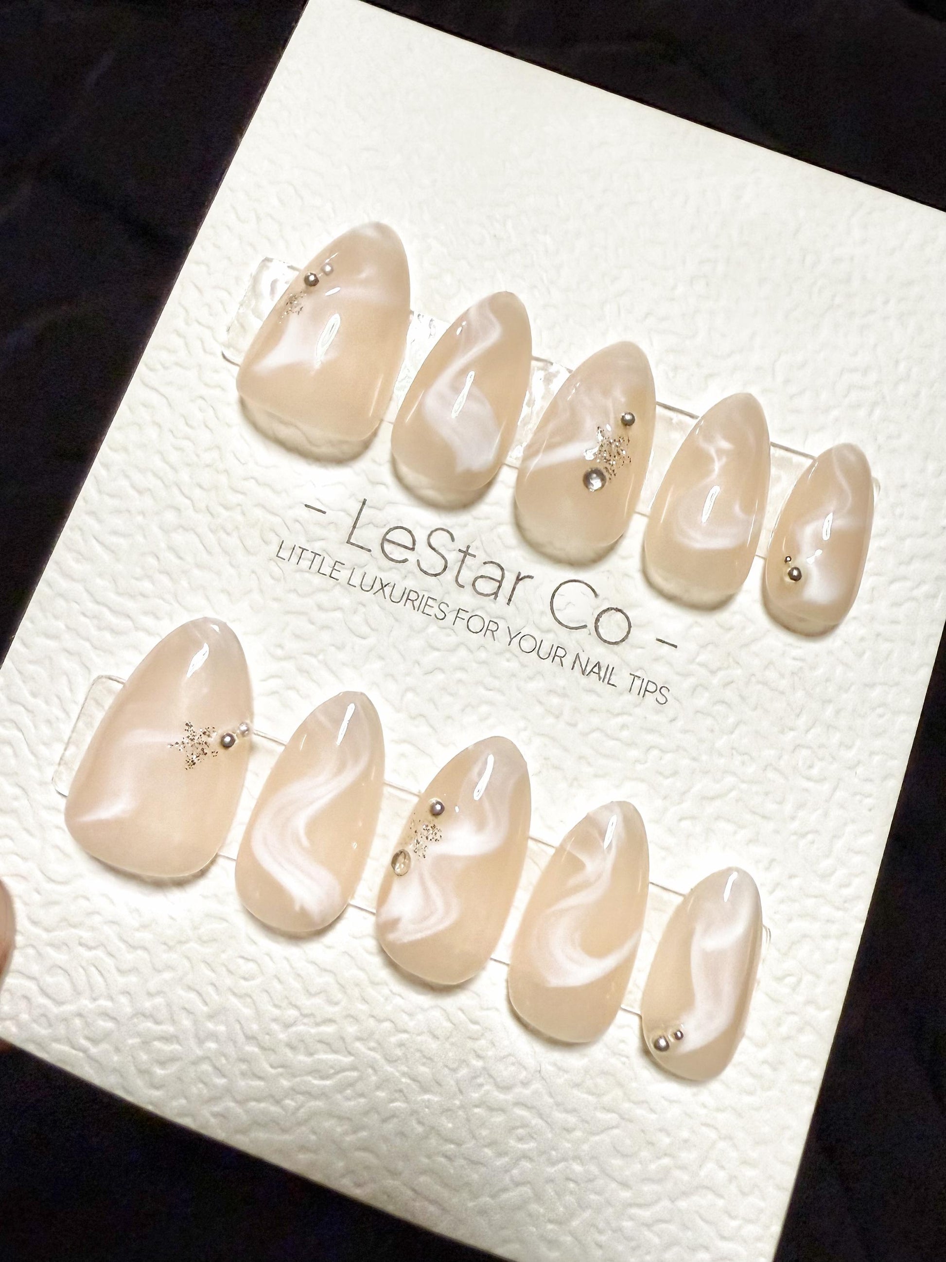 Reusable Cream Veil | Handmade Press On Gel Acrylic Nails ML 287 | 4for3 Timed Offer