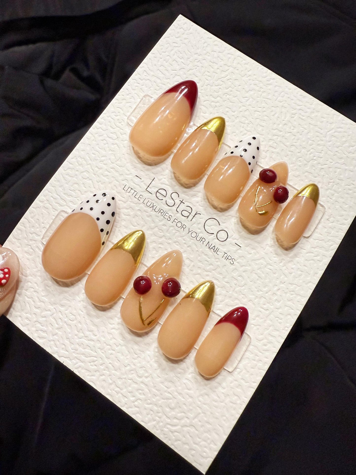 Reusable Cherry Chic | Handmade Press On Gel Acrylic Nails | 4for3 Timed Offer