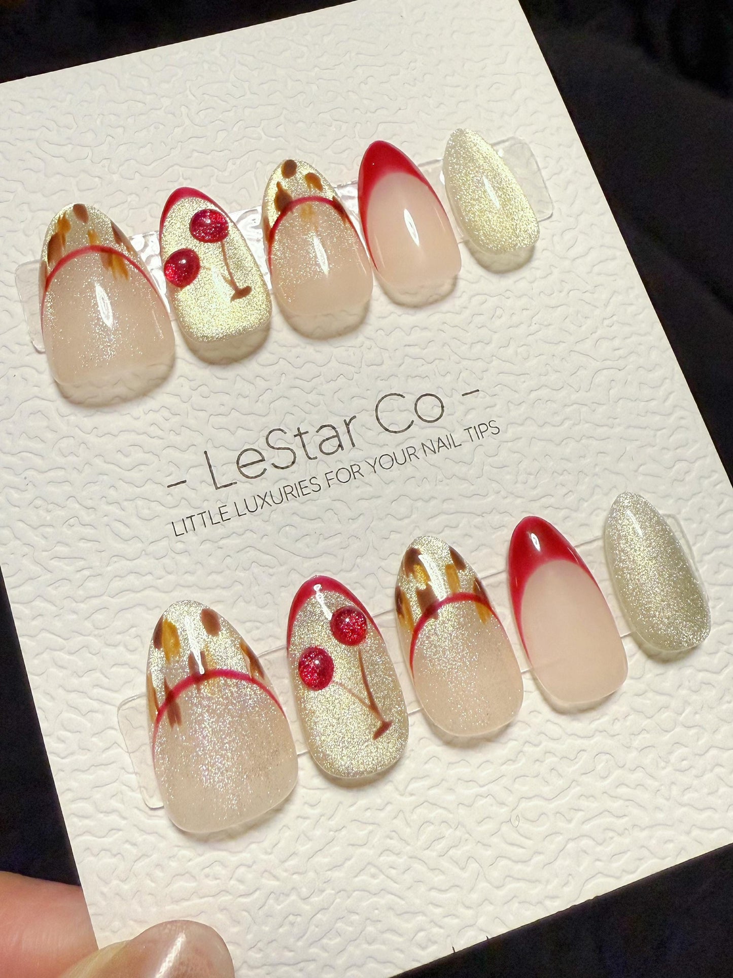 Reusable Chic Ember Cat Eye| Handmade Press On Gel Acrylic Nails | 4for3 Timed Offer