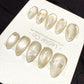Reusable Ivory Gracer Cat Eye| Handmade Press On Gel Acrylic Nails | 4for3 Timed Offer