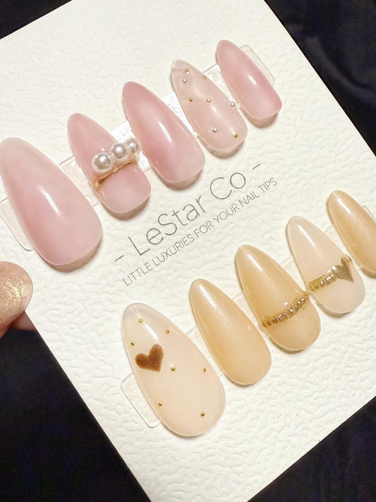 Reusable Rosy Nude Kiss | Handmade Press On Gel Acrylic Nails | 4for3 Timed Offer