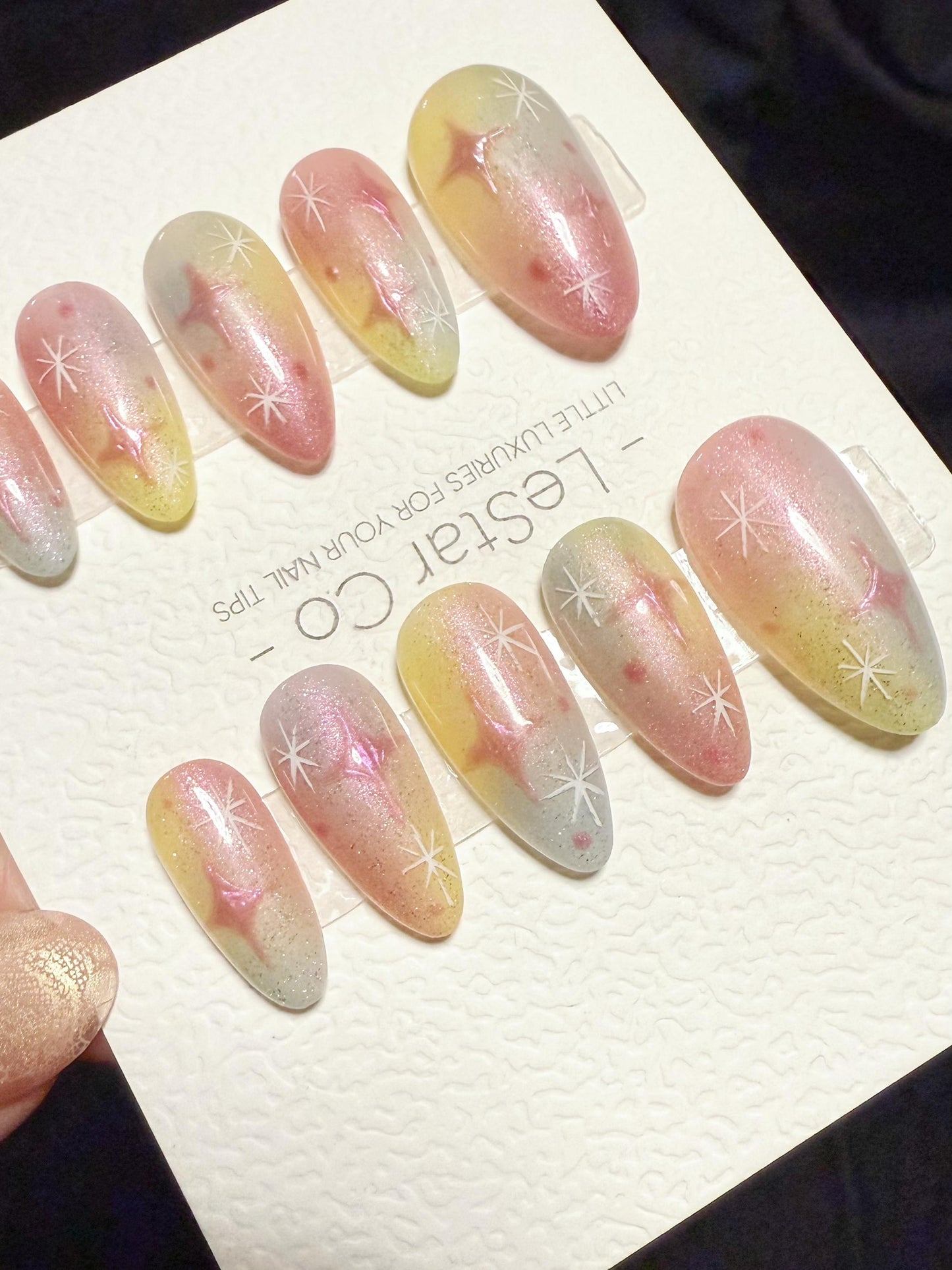 Reusable Fairy Pop Nebula | Handmade Press On Gel Acrylic Nails | 4for3 Timed Offer