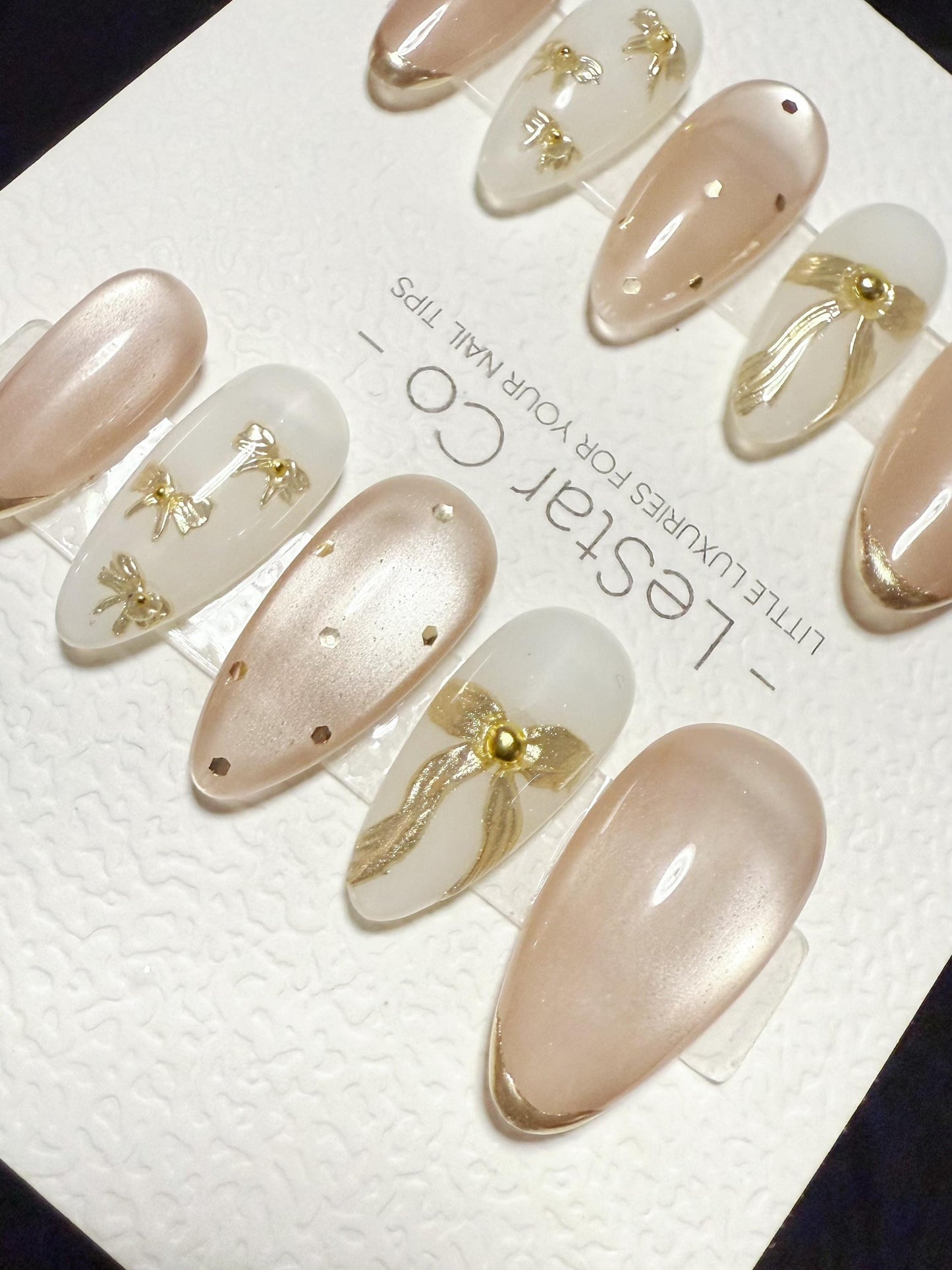 Reusable Creamy Knot Cat Eye | Handmade Press On Gel Nails | 4for3 Timed Offer