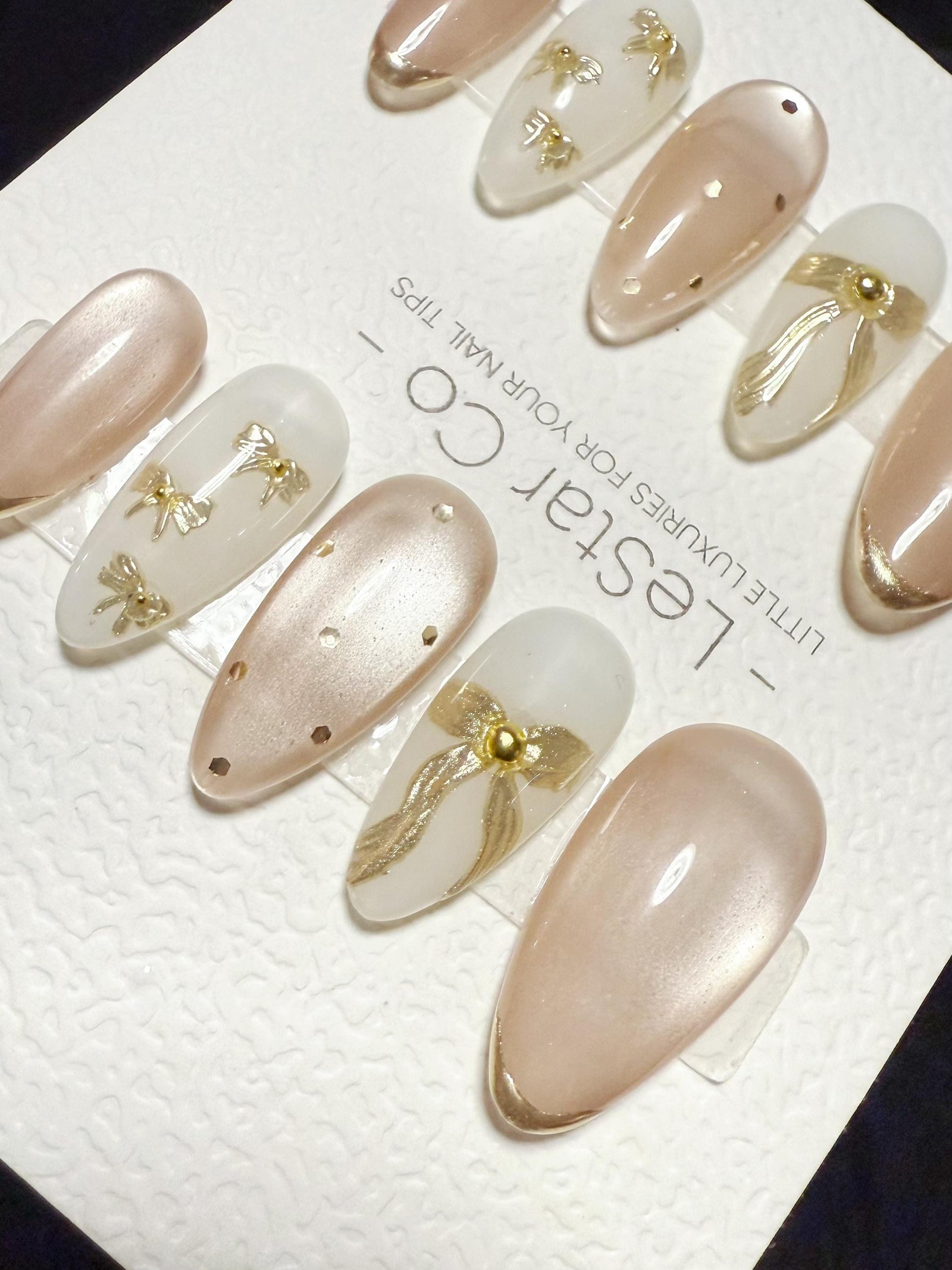 Reusable Creamy Knot Cat Eye | Handmade Press On Gel Nails | 4for3 Timed Offer