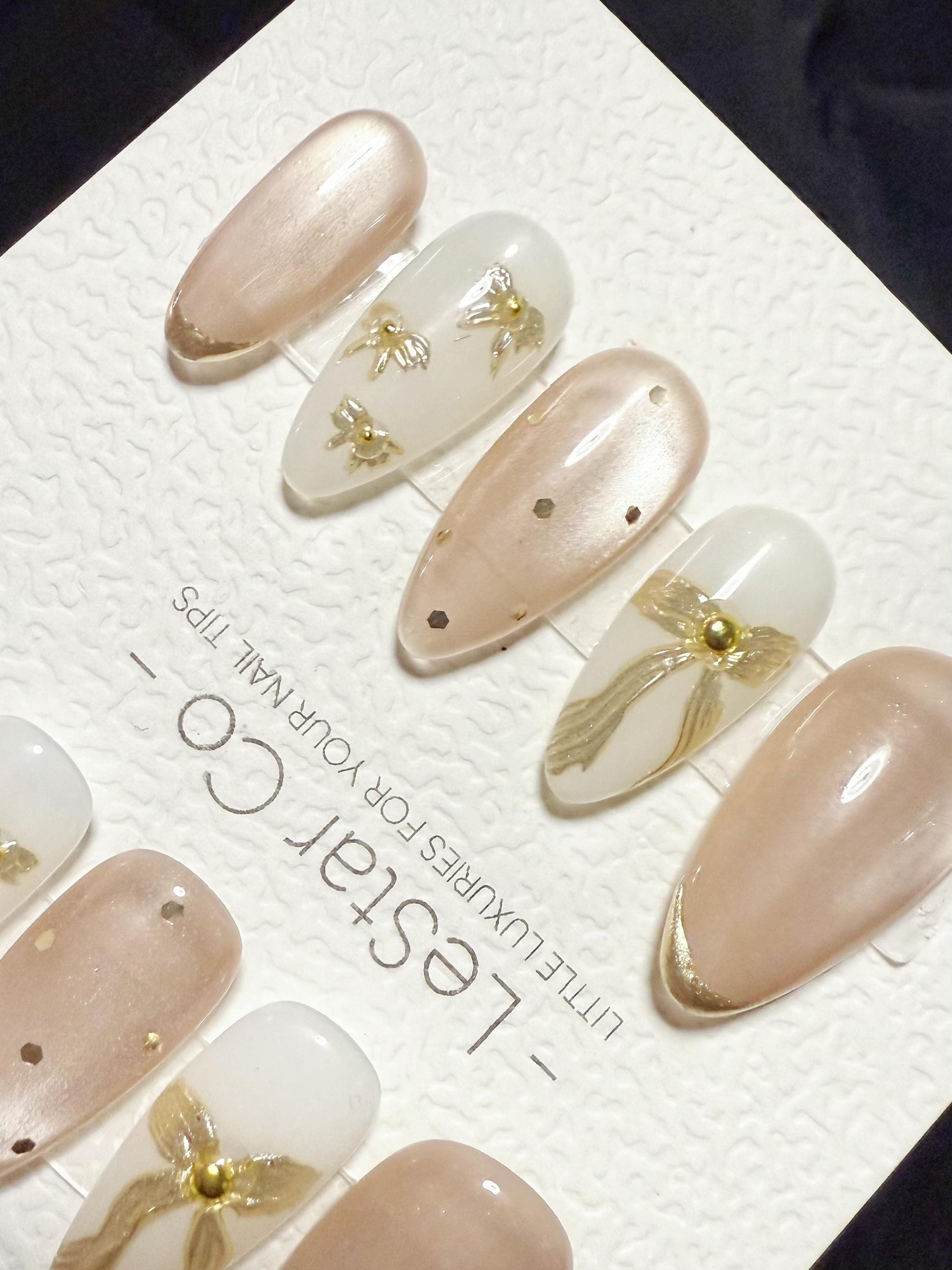 Reusable Creamy Knot Cat Eye | Handmade Press On Gel Nails | 4for3 Timed Offer