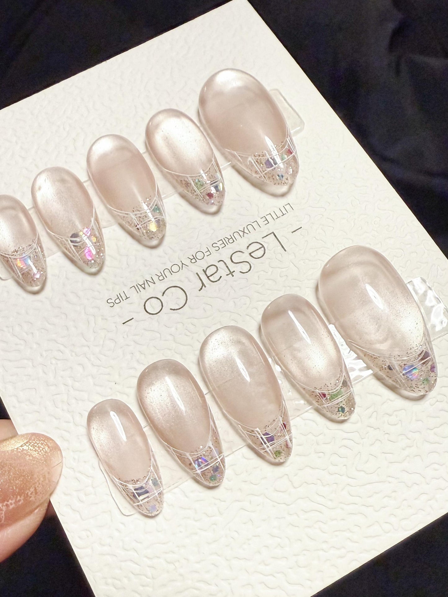 Reusable Stardust Frame Cat Eye | Handmade Press On Gel Nails | 4for3 Timed Offer