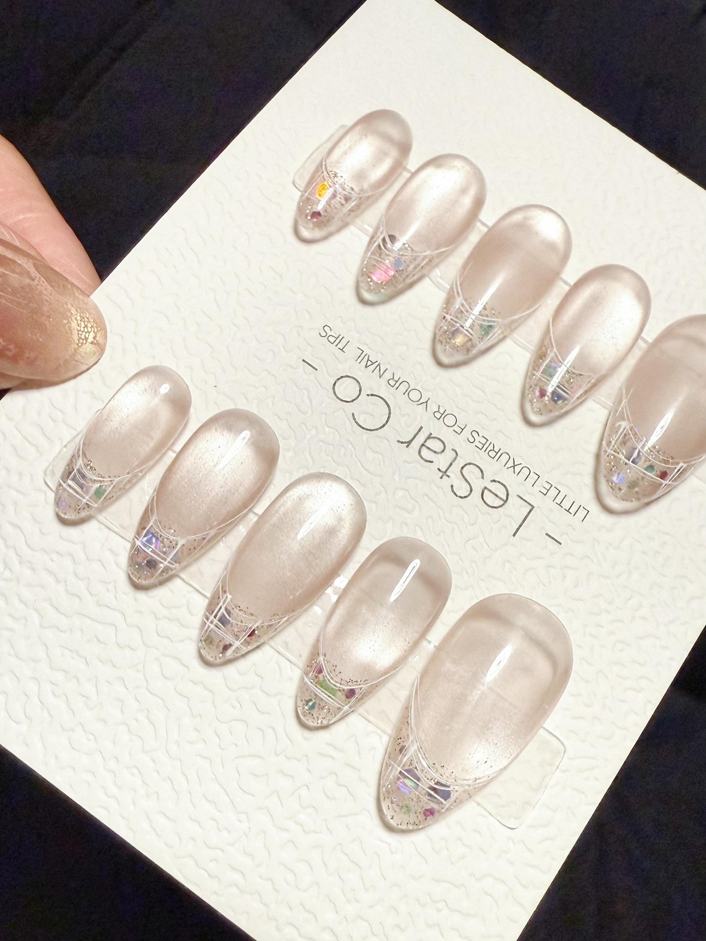 Reusable Stardust Frame Cat Eye | Handmade Press On Gel Nails | 4for3 Timed Offer