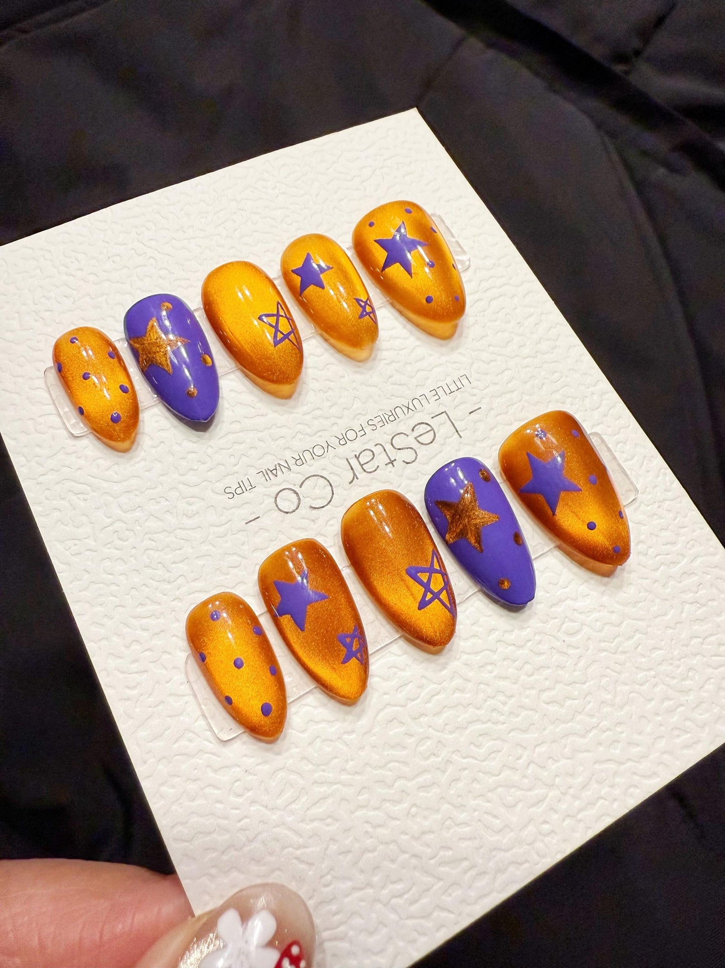 Reusable Pumpkin Stardust | Handmade Press On Gel Acrylic Nails | 4for3 Timed Offer