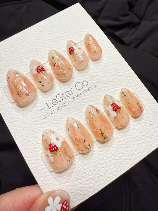 Reusable Petal & Berry | Handmade Press On Gel Acrylic Nails | 4for3 Timed Offer