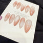 Reusable Peach Glimmer Cat Eye | Handmade Press On Gel Acrylic Nails | 4for3 Timed Offer