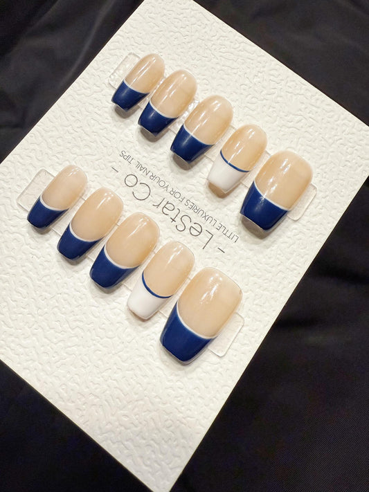 Reusable Sailor Chic | Handmade Press On Gel Acrylic Nails | 4for3 Timed Offer