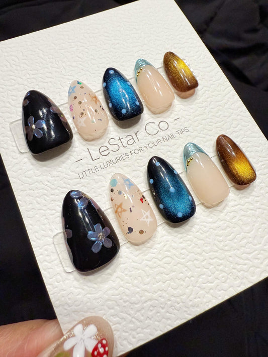 Reusable Galaxy Waltz | Handmade Press On Gel Acrylic Nails | 4for3 Timed Offer