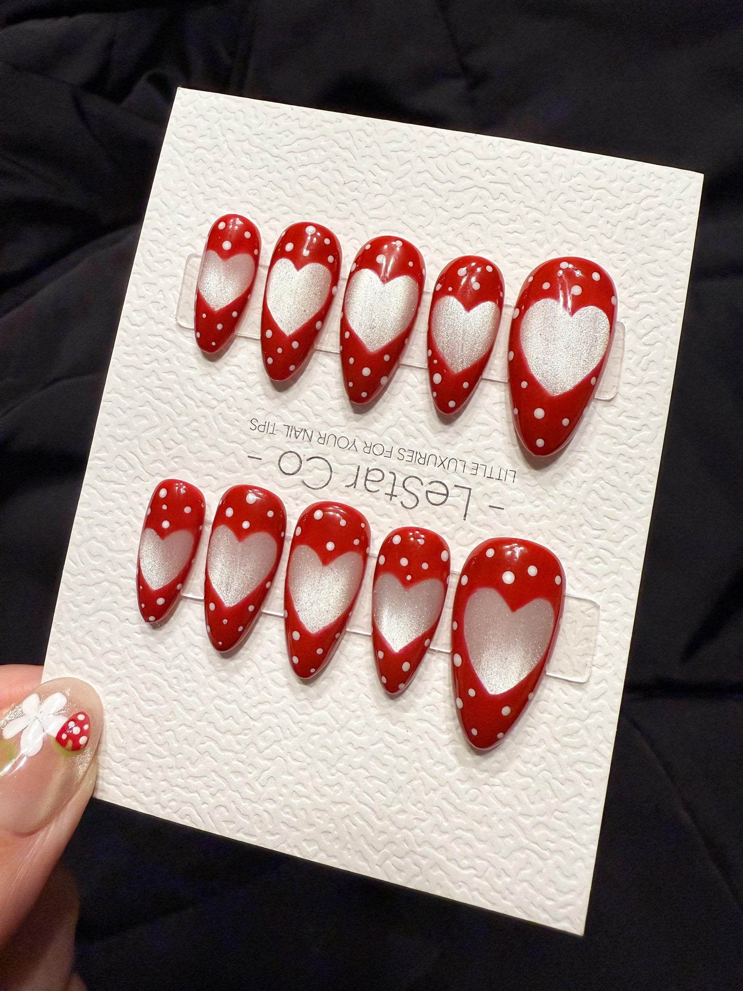 Reusable Candy Heart Pop Cat Eye | Handmade Press On Gel Acrylic Nails | 4for3 Timed Offer