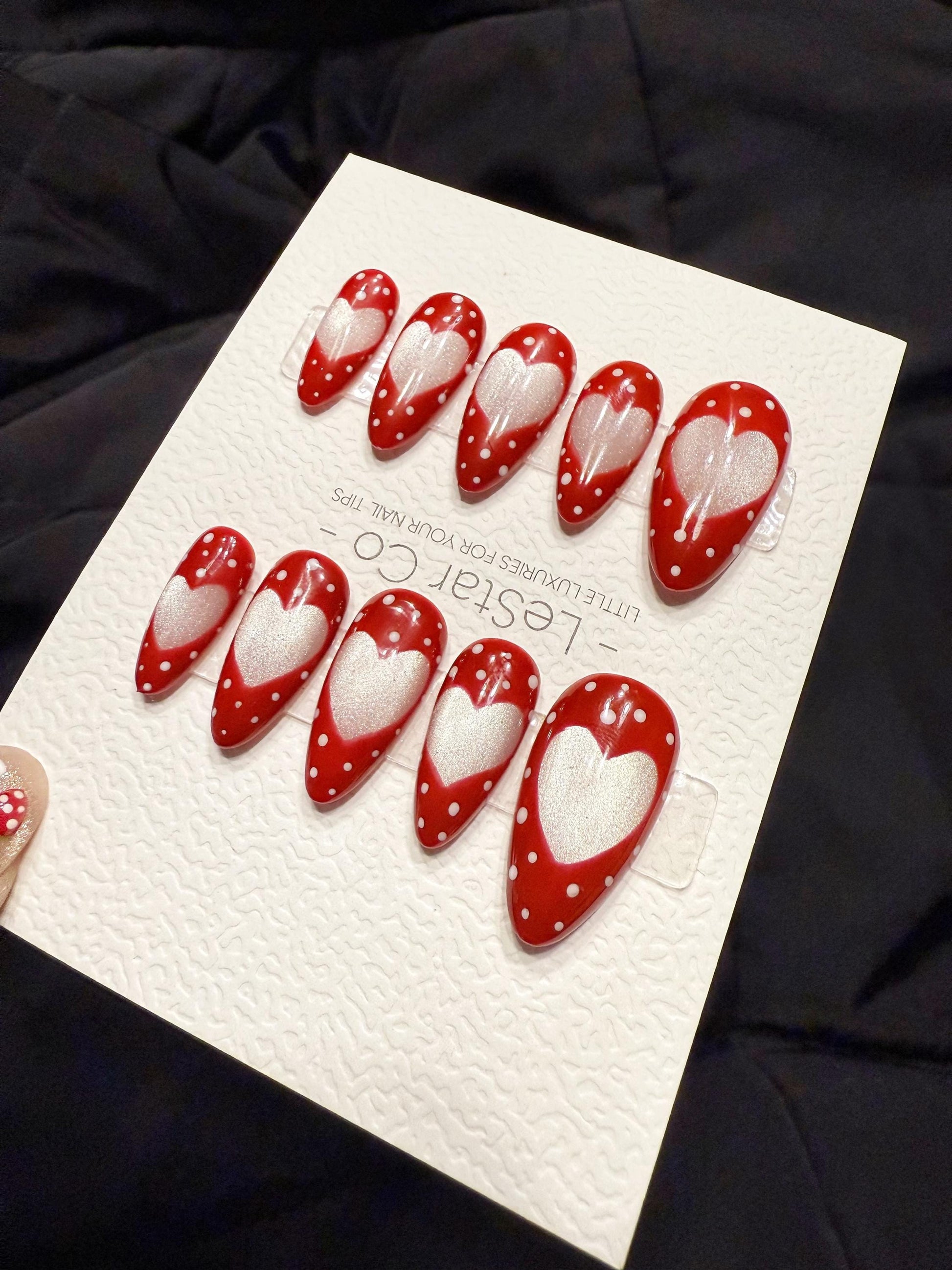 Reusable Candy Heart Pop Cat Eye | Handmade Press On Gel Acrylic Nails | 4for3 Timed Offer
