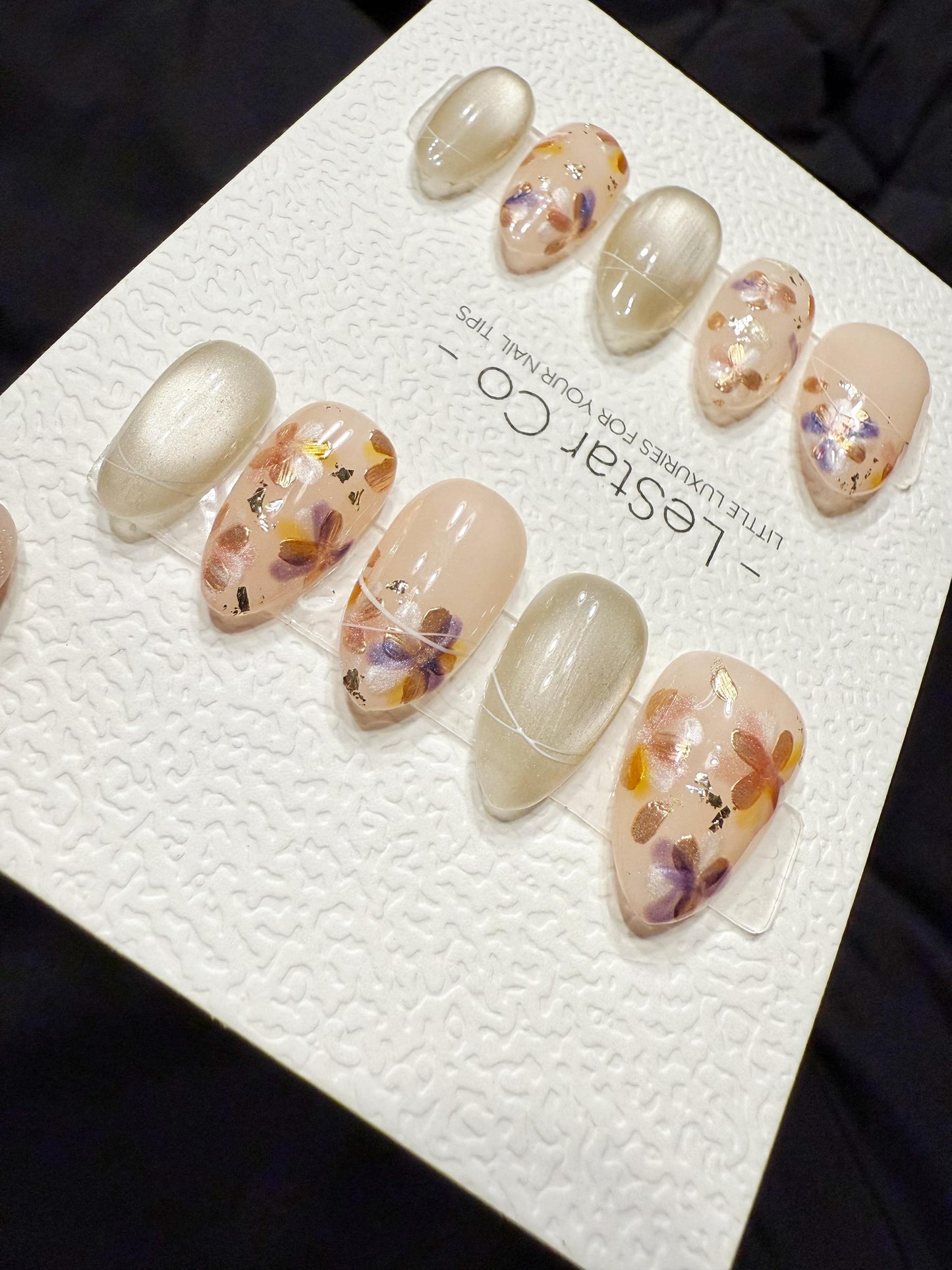Reusable Crystal Flora | Handmade Press On Gel Acrylic Nails | 4for3 Timed Offer