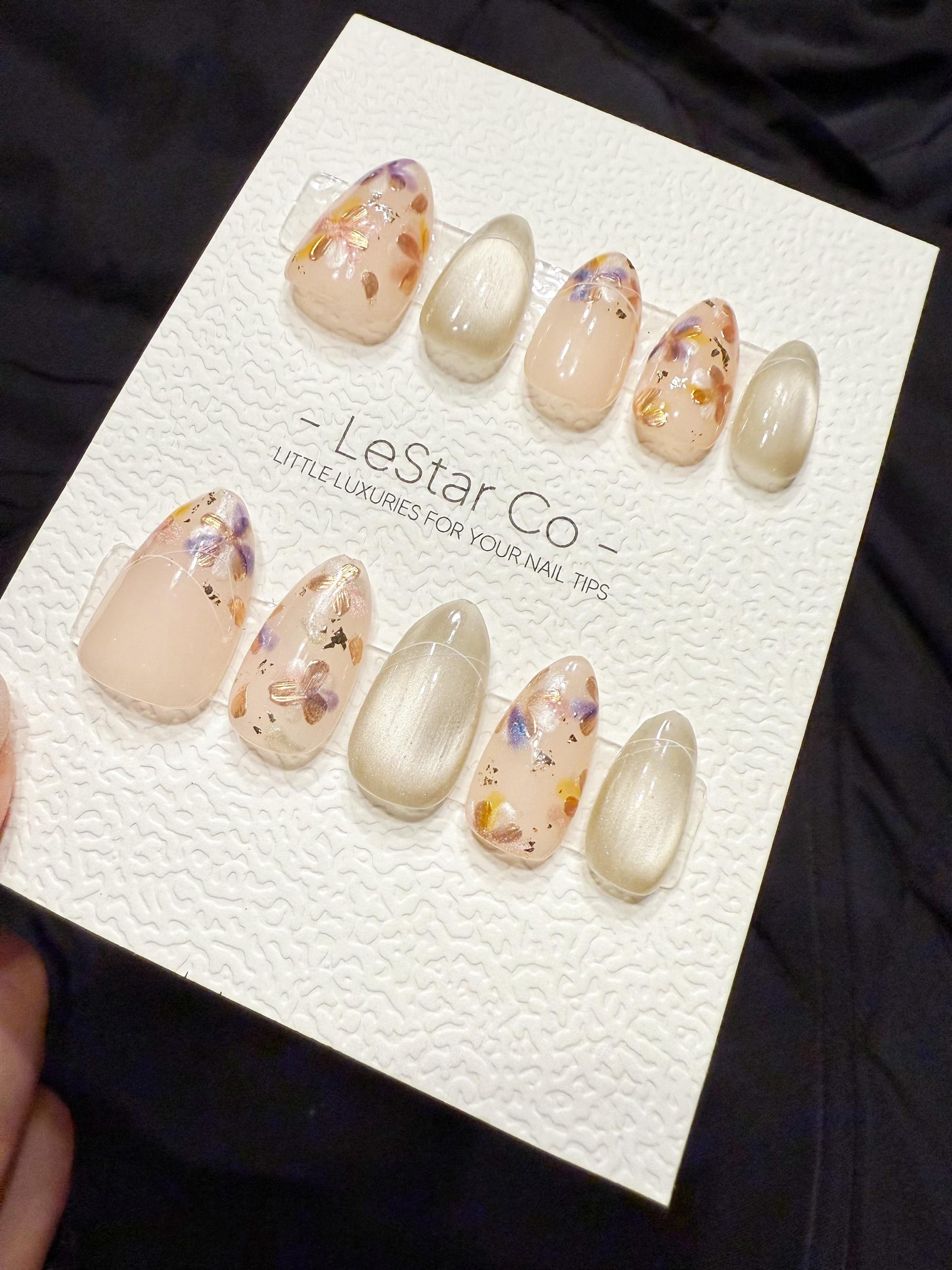 Reusable Crystal Flora | Handmade Press On Gel Acrylic Nails | 4for3 Timed Offer