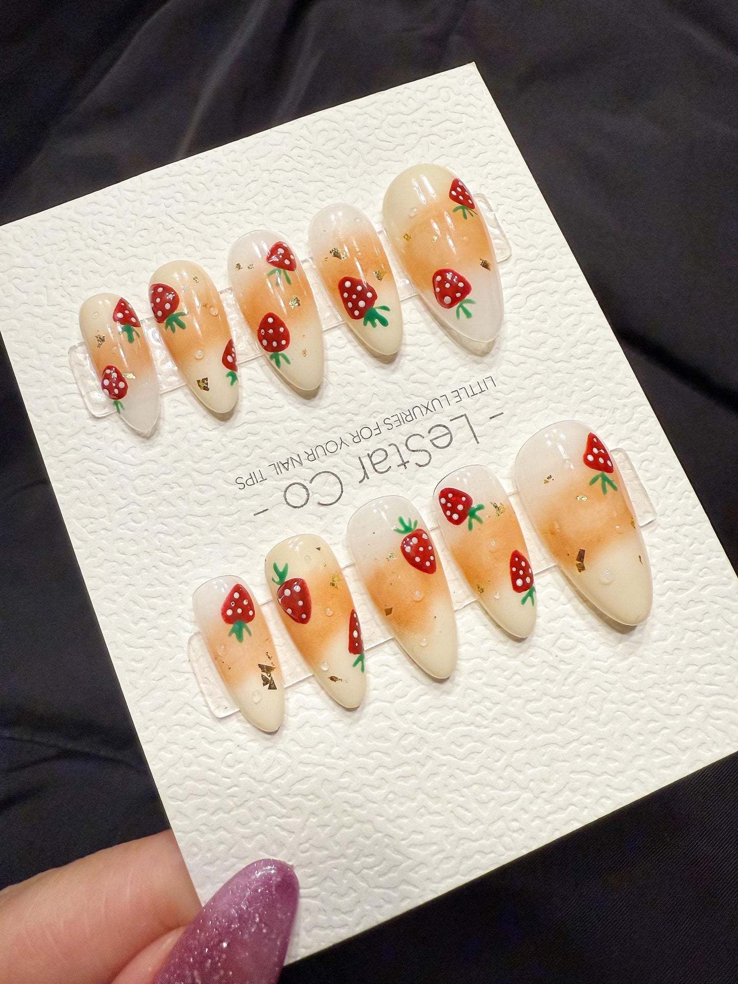 Reusable Strawberry Farm | Handmade Press On Gel Acrylic Nails | 4for3 Timed Offer