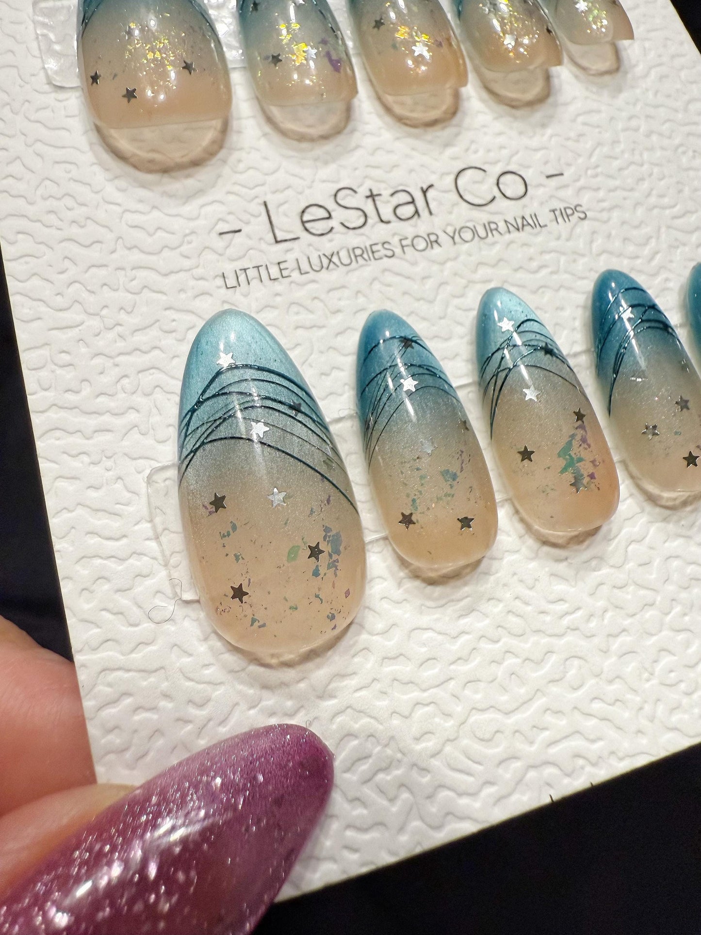 Reusable Celestial Drift Cat Eye| Handmade Press On Gel Nails | 4for3 Timed Offer