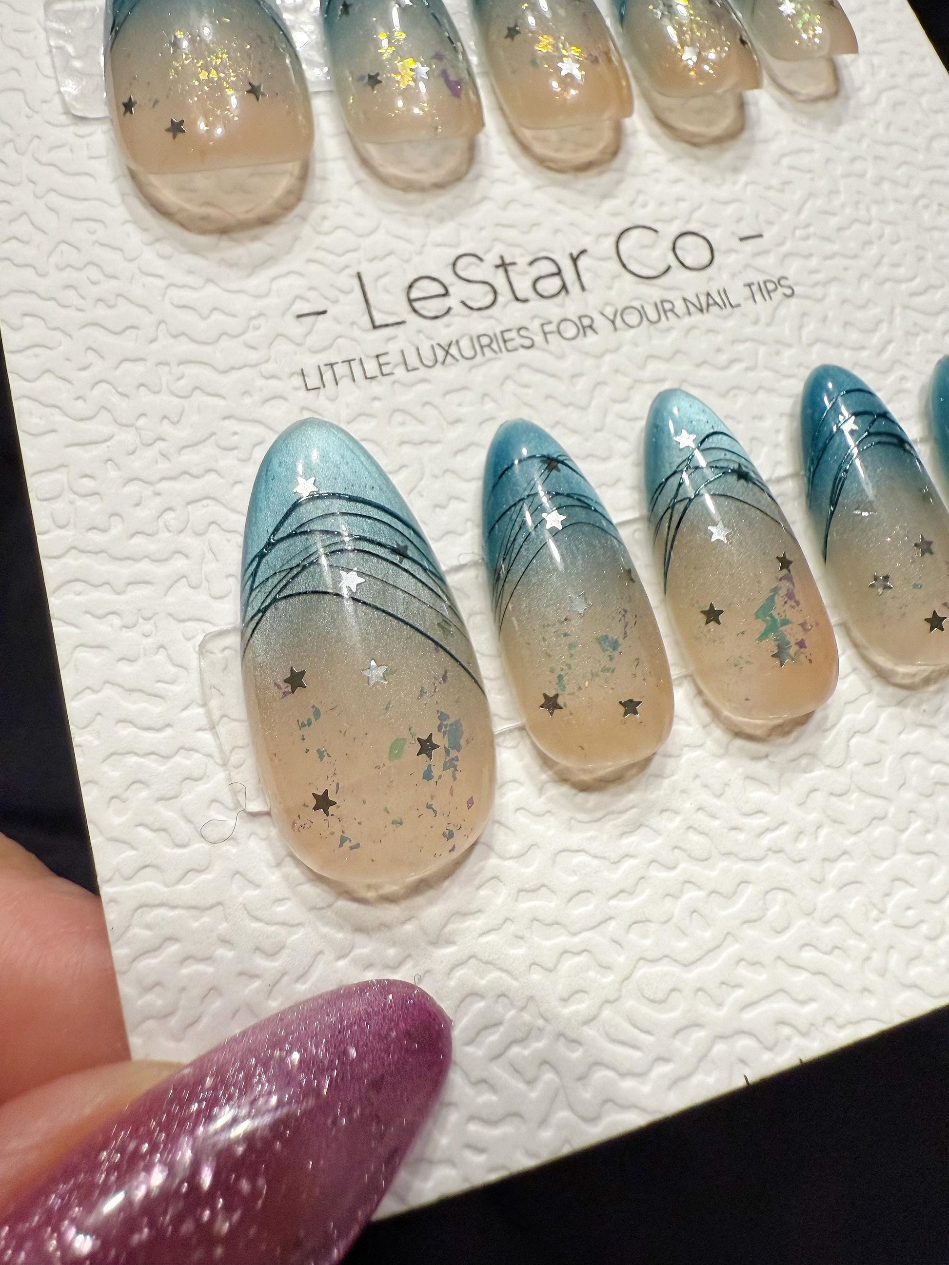 Reusable Celestial Drift Cat Eye| Handmade Press On Gel Nails | 4for3 Timed Offer