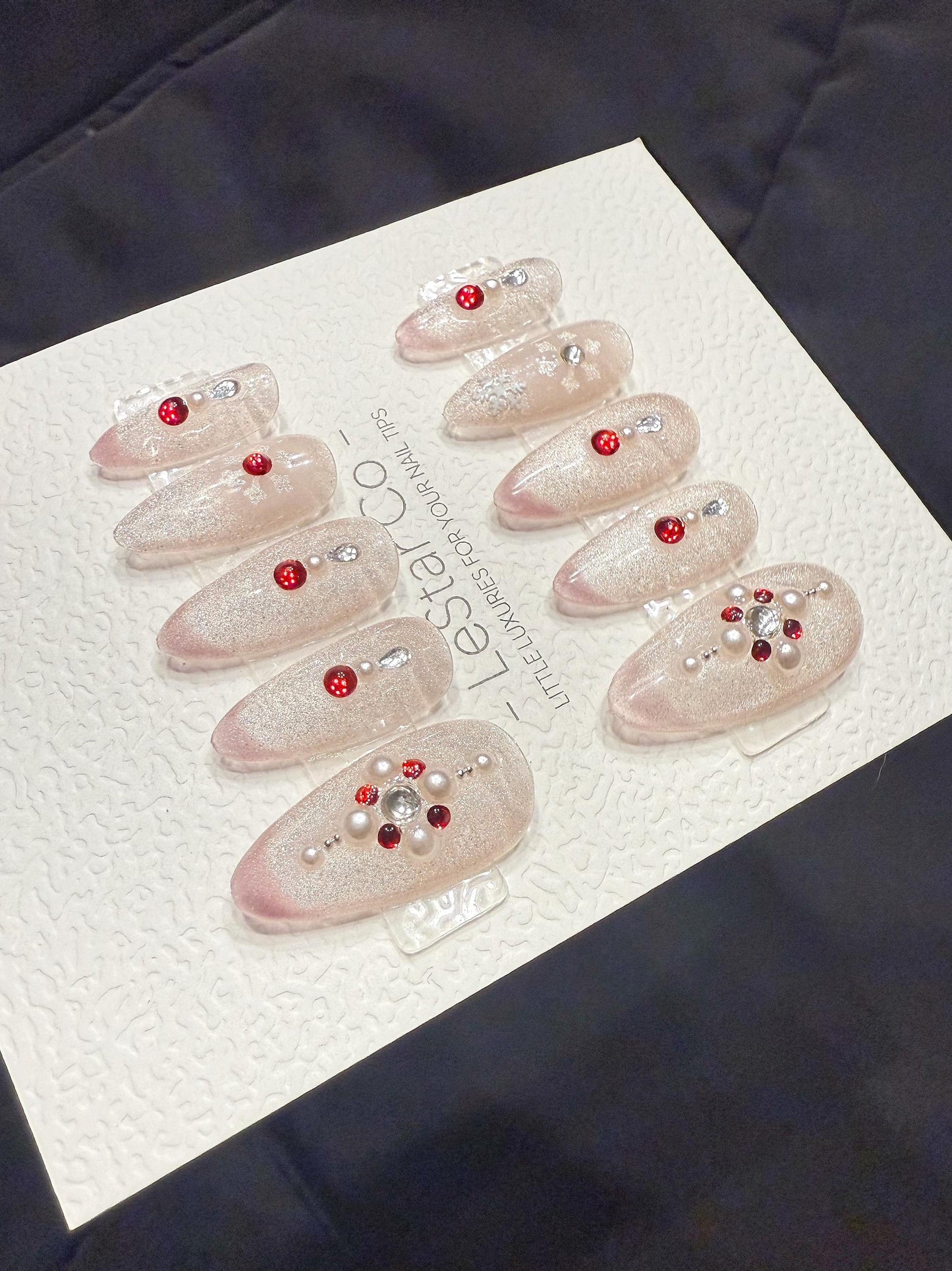 Reusable Ruby Frost Cat Eye | Handmade Press On Gel Acrylic Nails | 4for3 Timed Offer