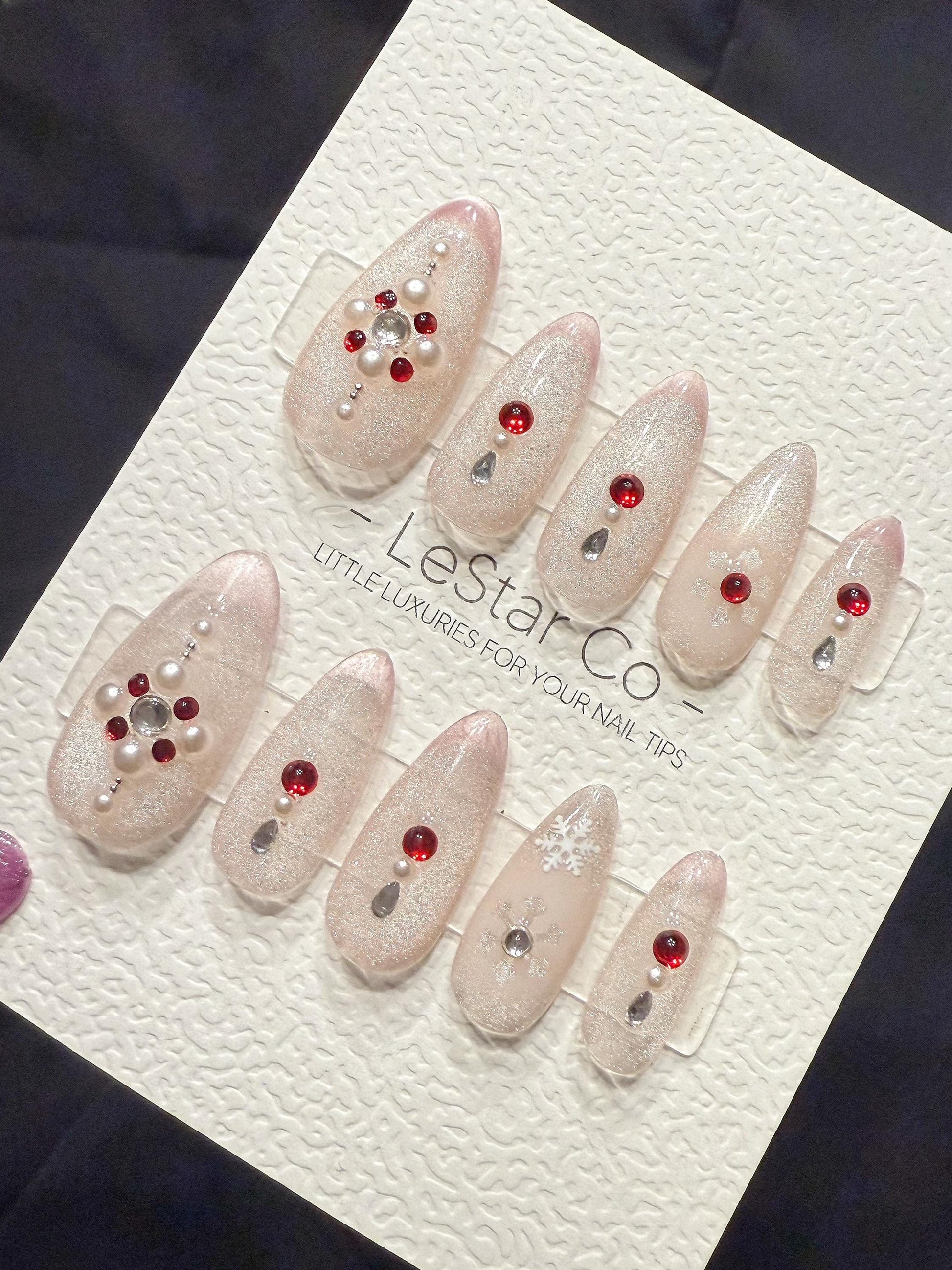 Reusable Ruby Frost Cat Eye | Handmade Press On Gel Acrylic Nails | 4for3 Timed Offer