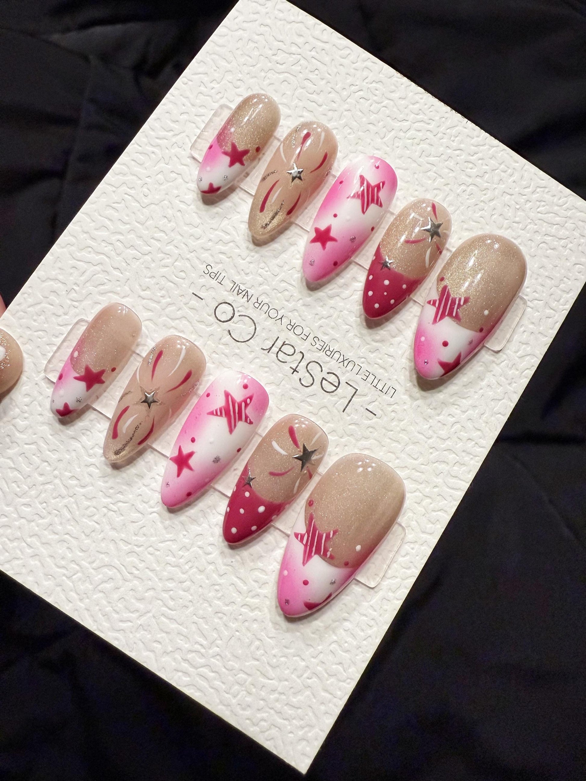 Reusable Blush Supernova Cat Eye | Handmade Press On Gel Acrylic Nails | 4for3 Timed Offer