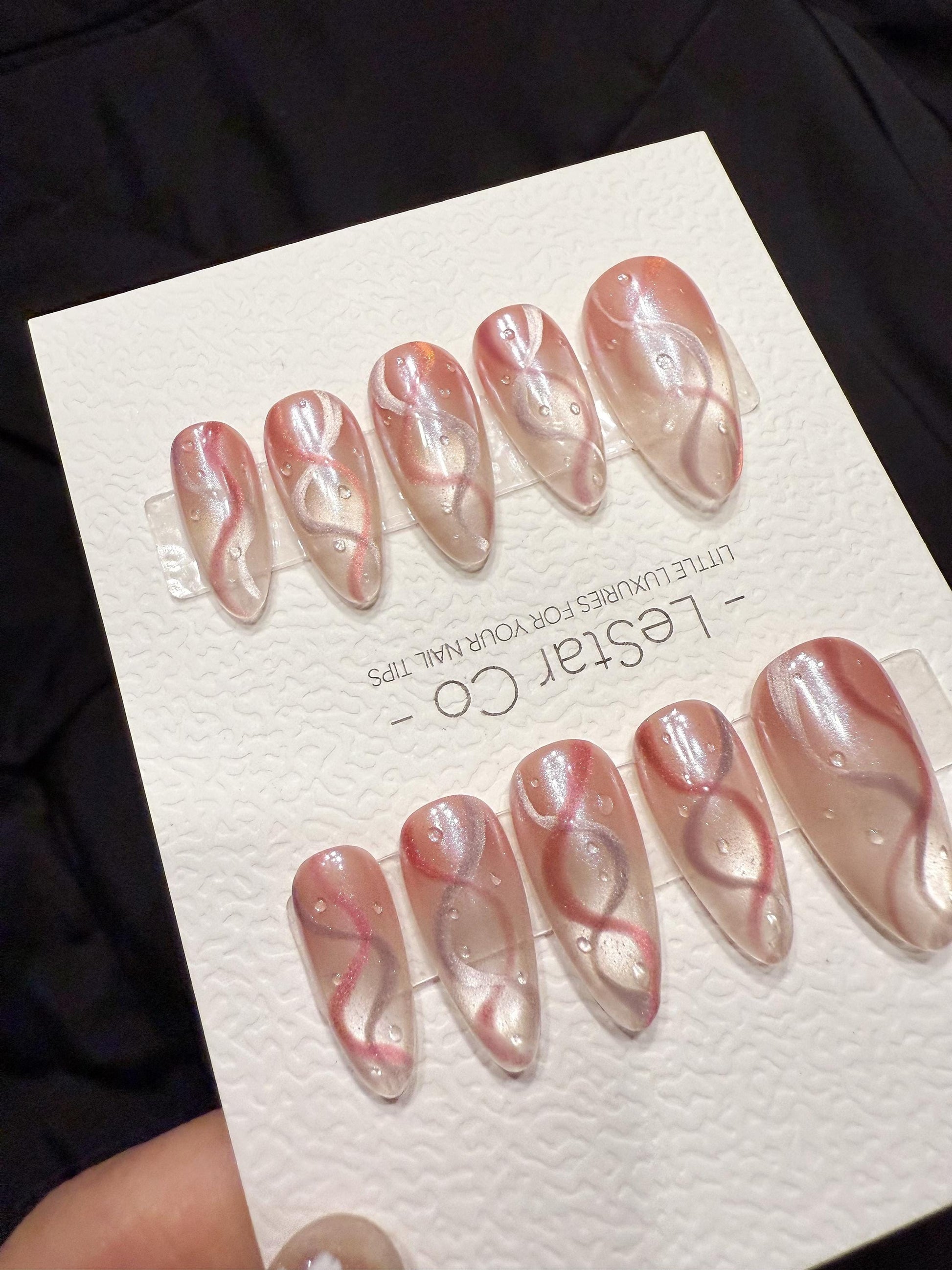 Reusable Twist Bloom Cat Eye | Handmade Press On Gel Acrylic Nails | 4for3 Timed Offer
